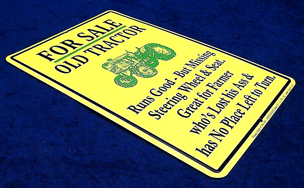 TRACTOR FOR SALE *US MADE* Embossed Metal Sign – Garage Barn Shop Man Cave Decor