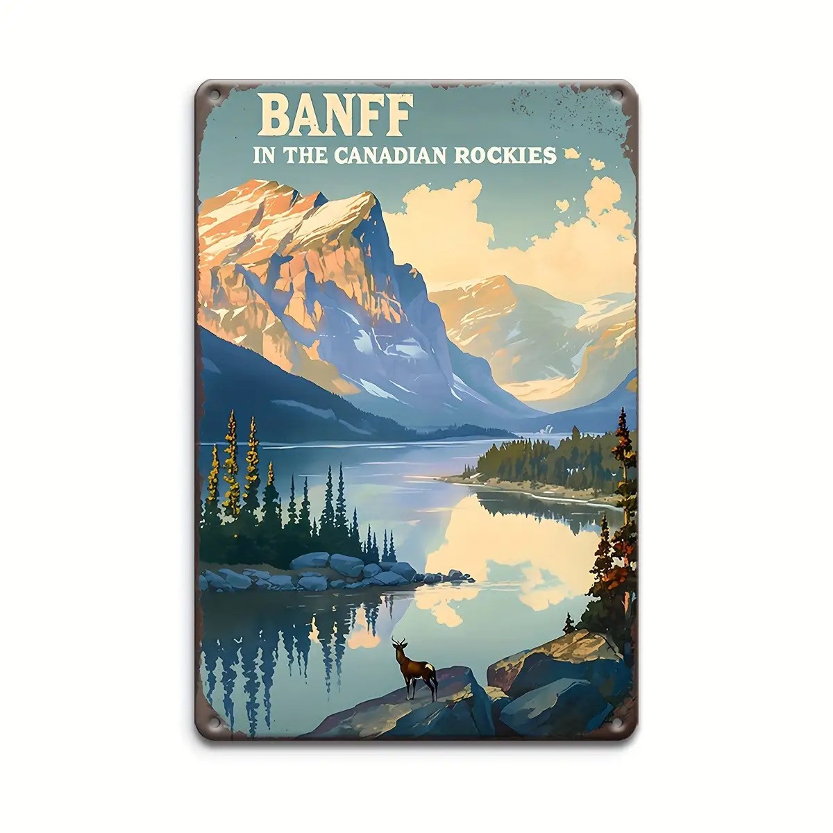 Banff Canadian Rockies Landscape Metal Sign Mountain Cabin Lodge Wall Decoration