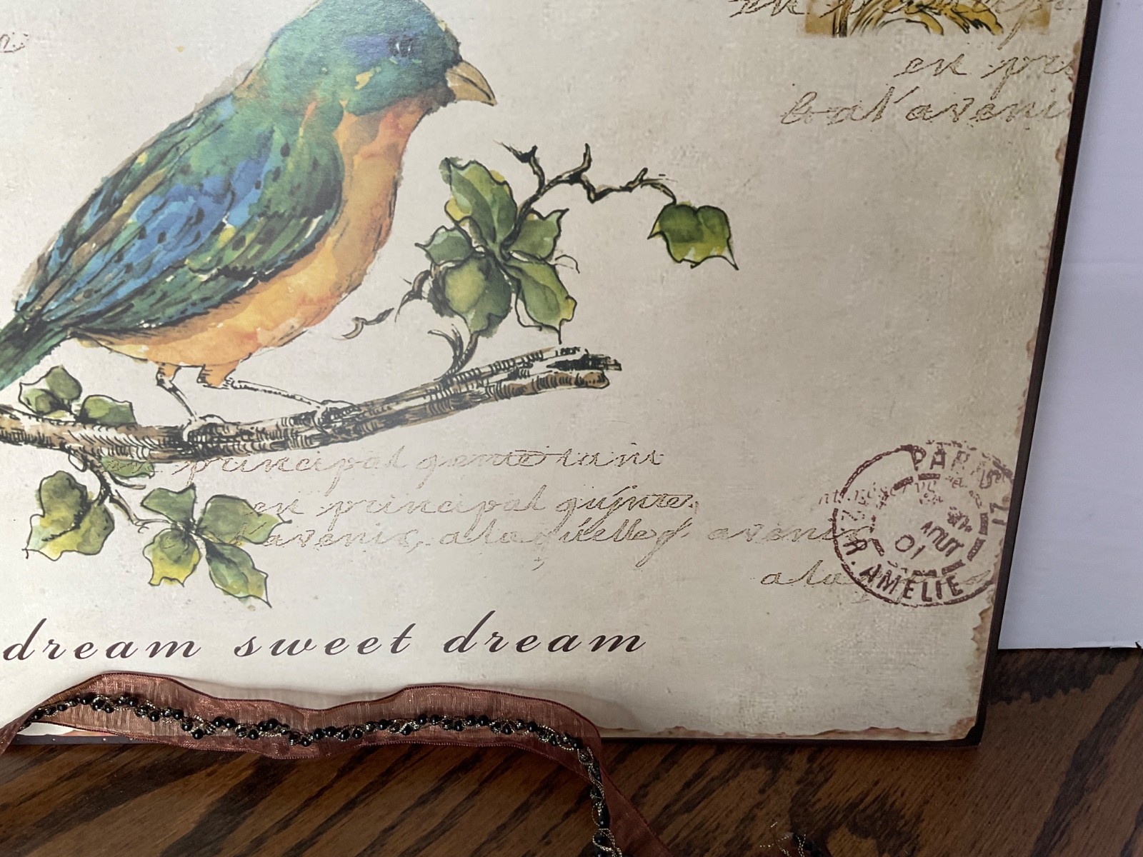 Pr Cottage Style Hanging Metal Wall Art w/ Birds 13 3/4″ L x 10 5/8″ T