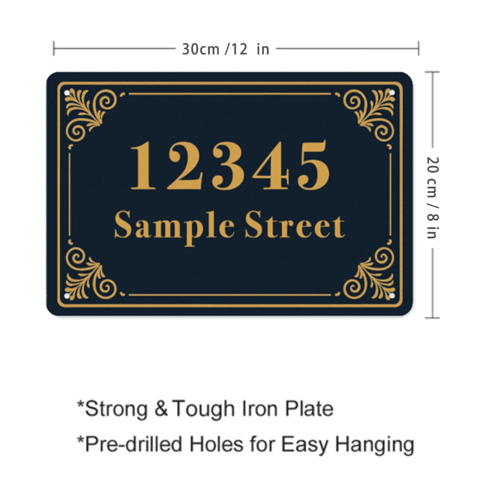 8″ x 12″ House Number Plaque Personalized Home Address Sign Custom Metal Iron