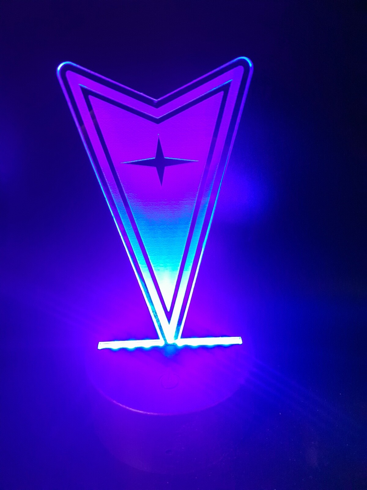 Edge Lit Tabletop Sign, Multi-Colored LED, Desk Lamp, Night Light Pontiac