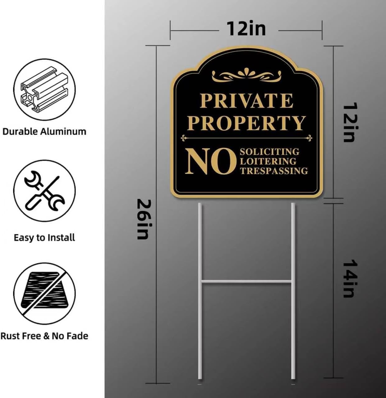 Private Property No Soliciting Sign for House, No Soliciting Yard Sign, 2-Pack 1