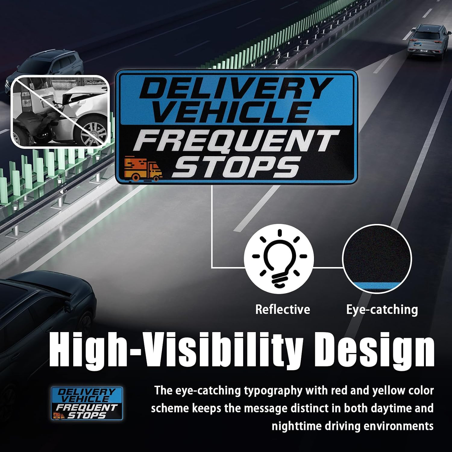 2PCS Reflective Delivery Driver Magnet Car Sign Frequent Stops 9×4 Vehicle