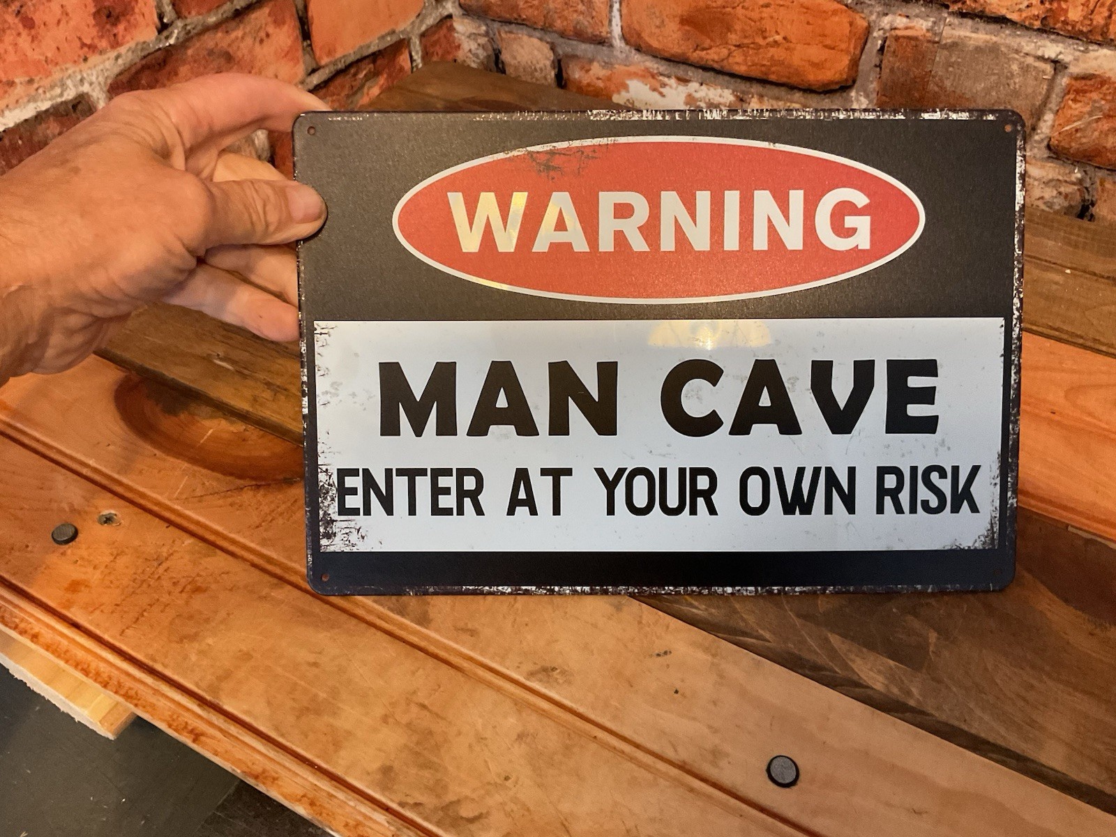 8″X12″ Retro Patina Style “Warning Man Cave” Sign. A Great Gift Free Shipping!