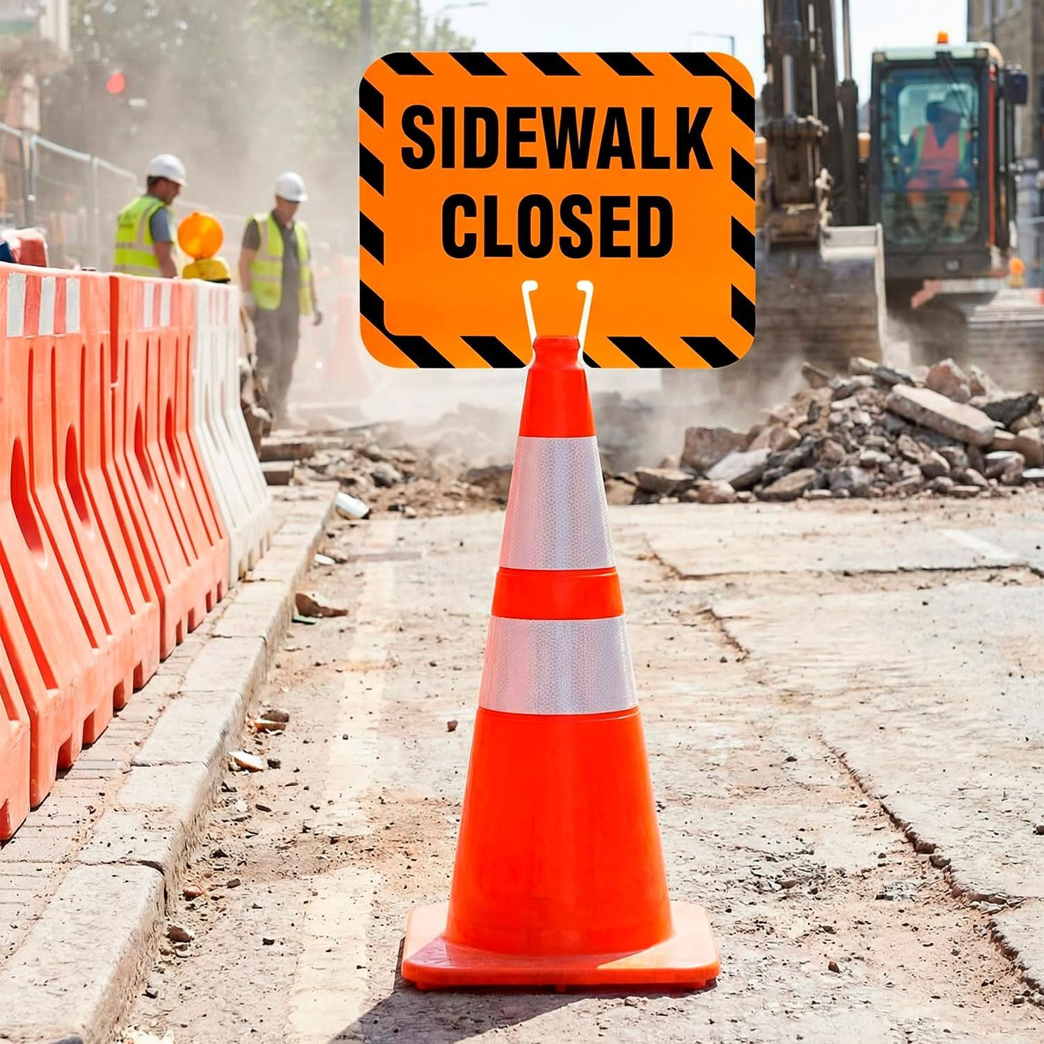 6-Pack Sidewalk Closed Cone Top Signs 10.4″x12.6″ PVC Double-Sided Road Safety