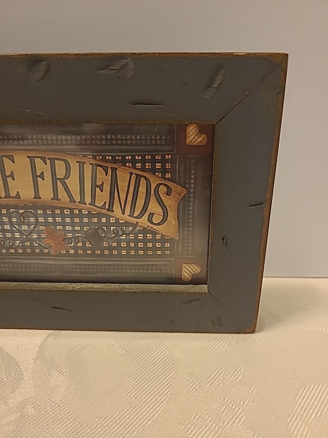 Small Wood Framed “Welcome Friends” Folk Art Sign By Carousel Unlimited USA