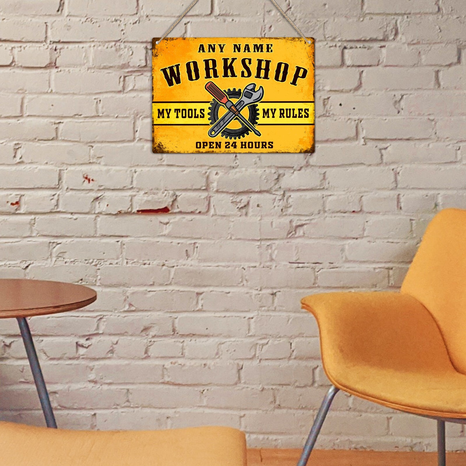 WORKSHOP PERSONALISED Retro Metal Tin Sign Wall Plaque Name Garage Man Cave Shed