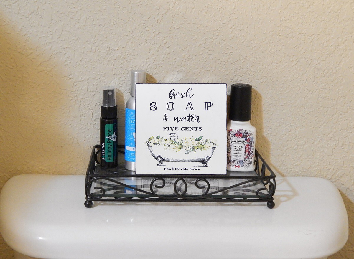 Fresh Soap & Water Bathroom Toilet Sign Shelf Sitter Wall Art Decor Print 5″x5″