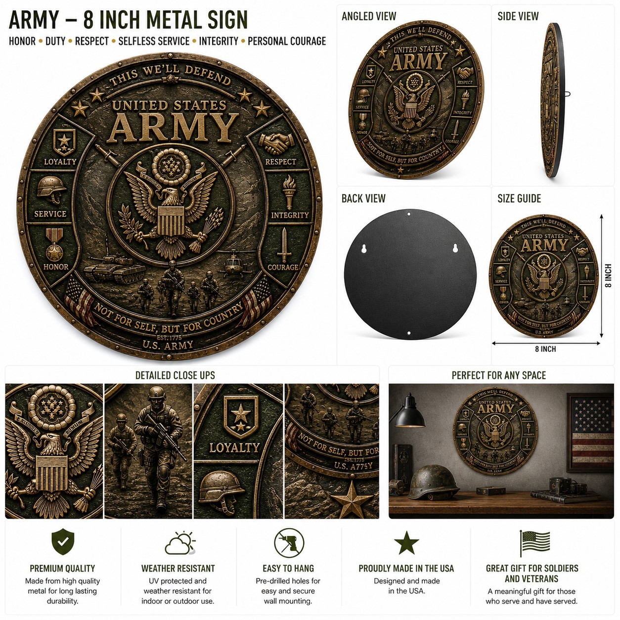2 Pack – Us Army Signs / Metal Army Signs