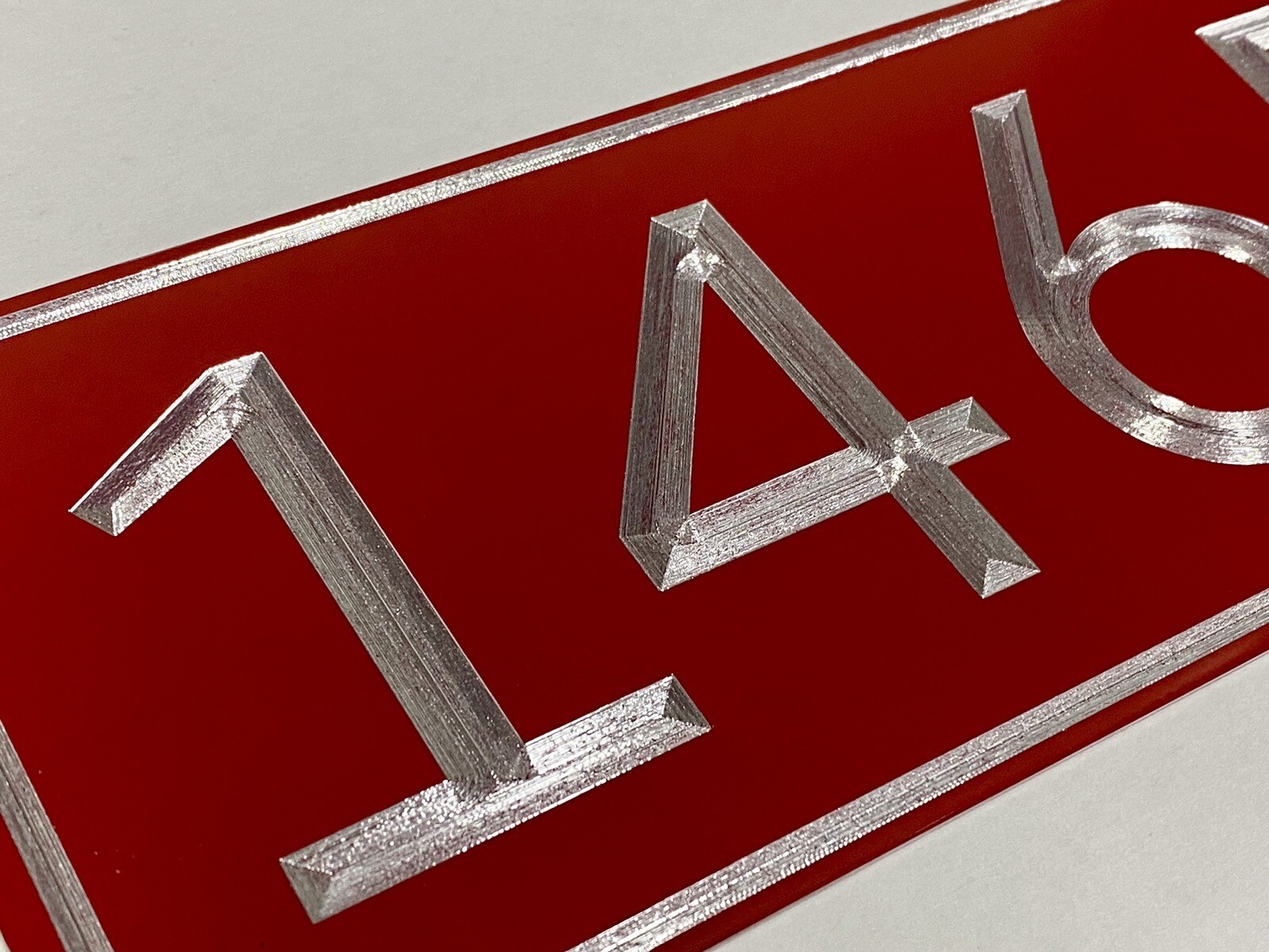 Engraved Personalized Custom House Number Street Address RED Metal 12×5 Sign