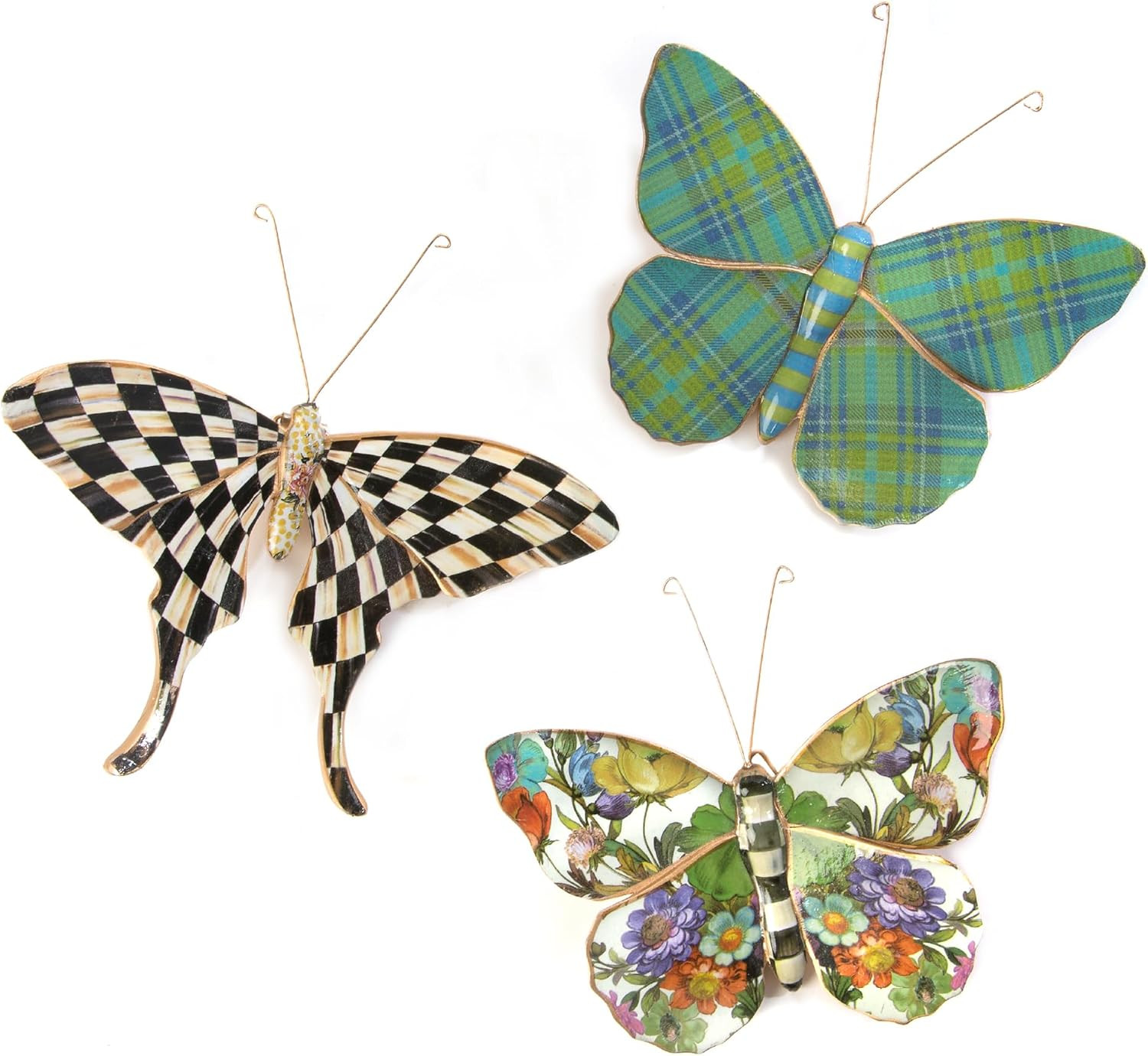 Butterflies Trio, Hanging Butterfly Wall Decor, Pond, Set of 3