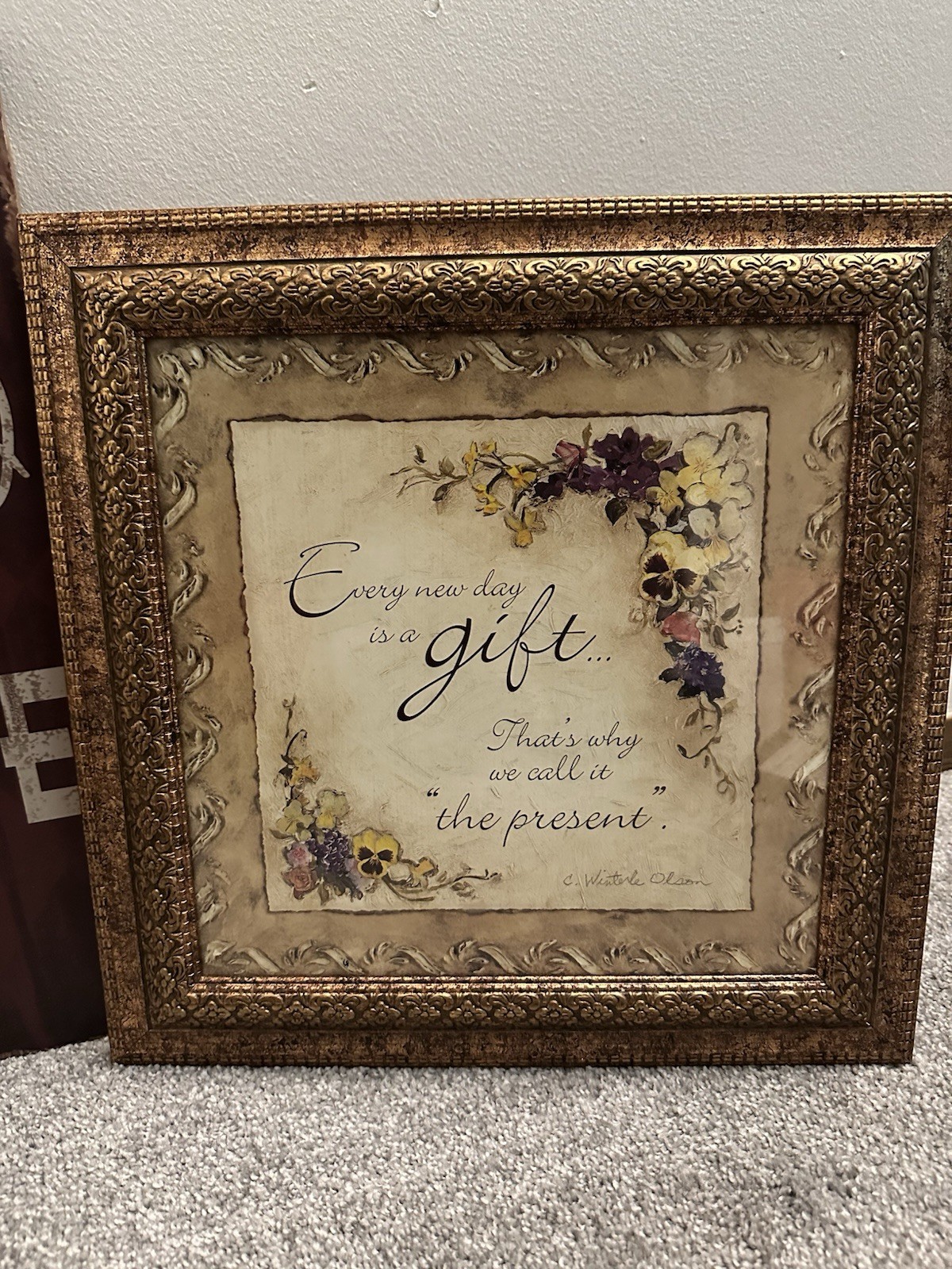 3-Piece Inspirational Wall Decor Set – Rustic Wooden Signs & Framed Floral Art