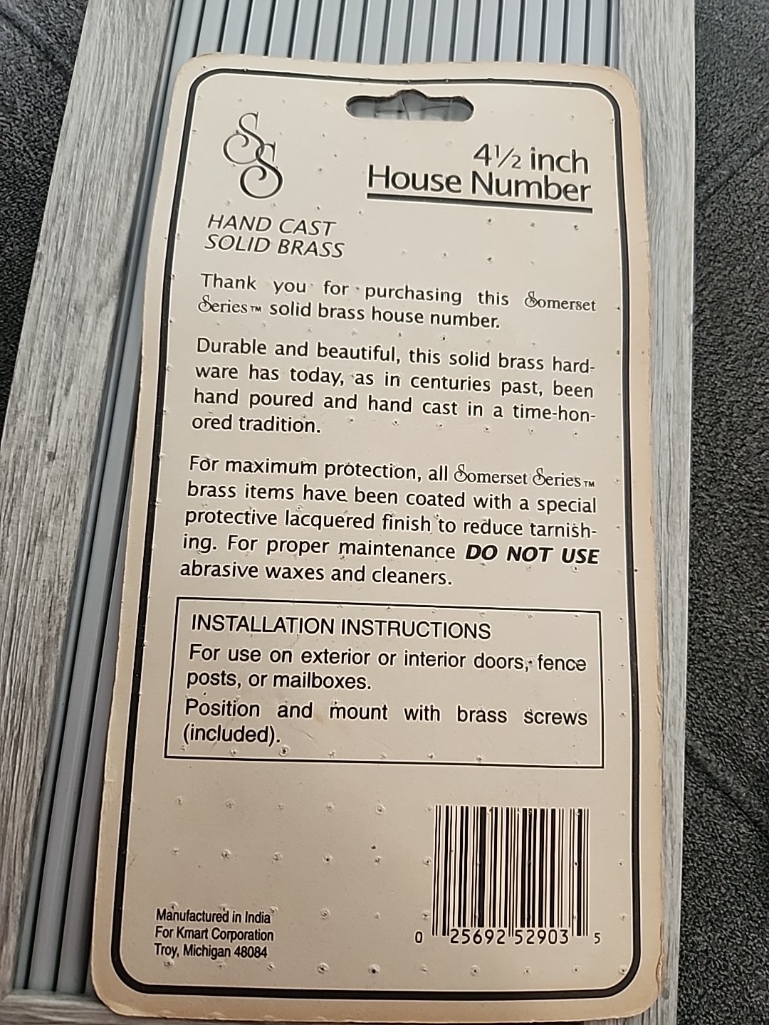 Somerset Solid Brass House Number 3 Three Retro Classic Outdoor Indoor New READ