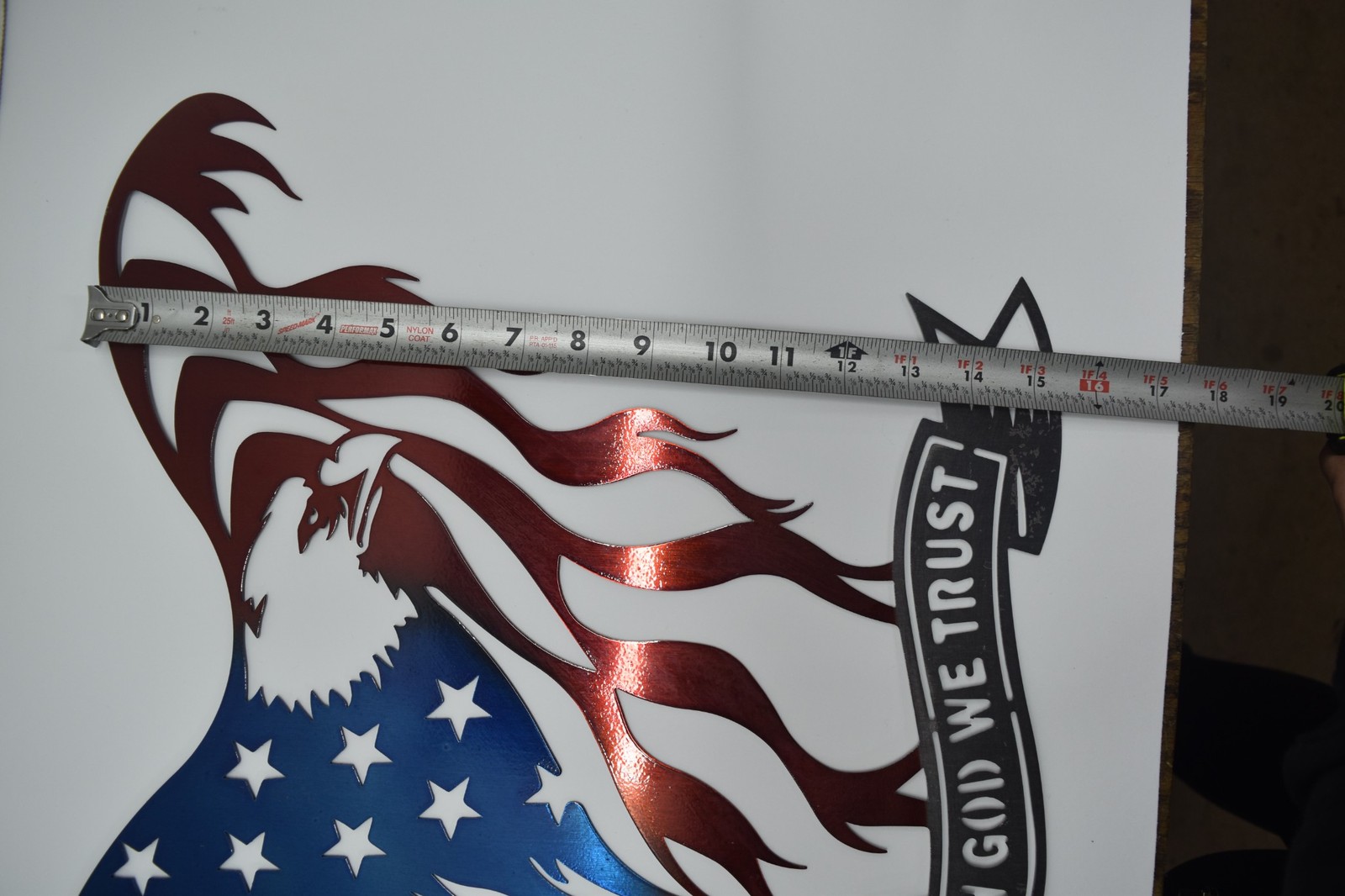 18″ Metal Eagle In God We Trust Wall Hanging Sign Eagle American Flag Veteran