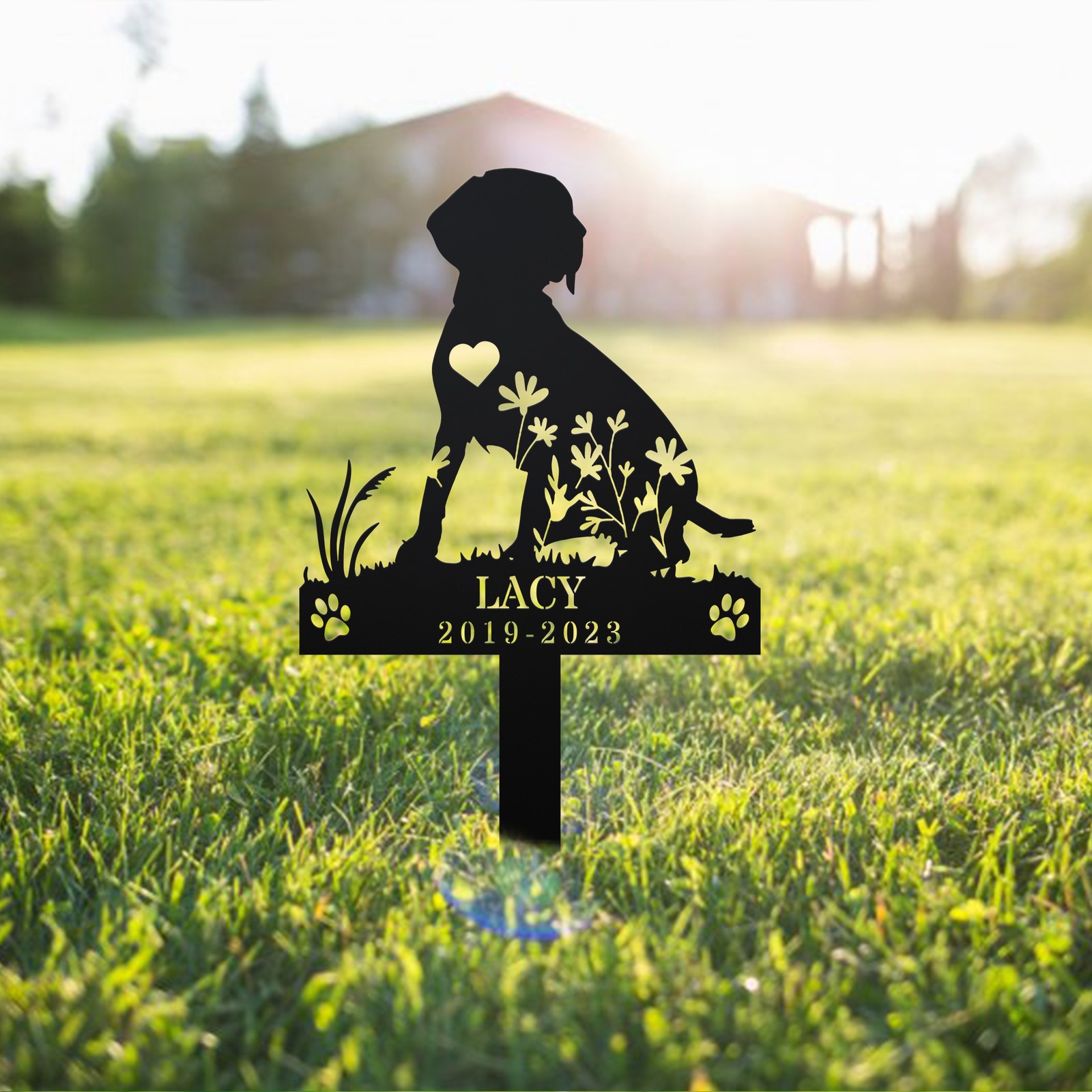 Personalized Metal Pet Memorial Stake, Dog Grave Marker, Butterfly Garden Stake