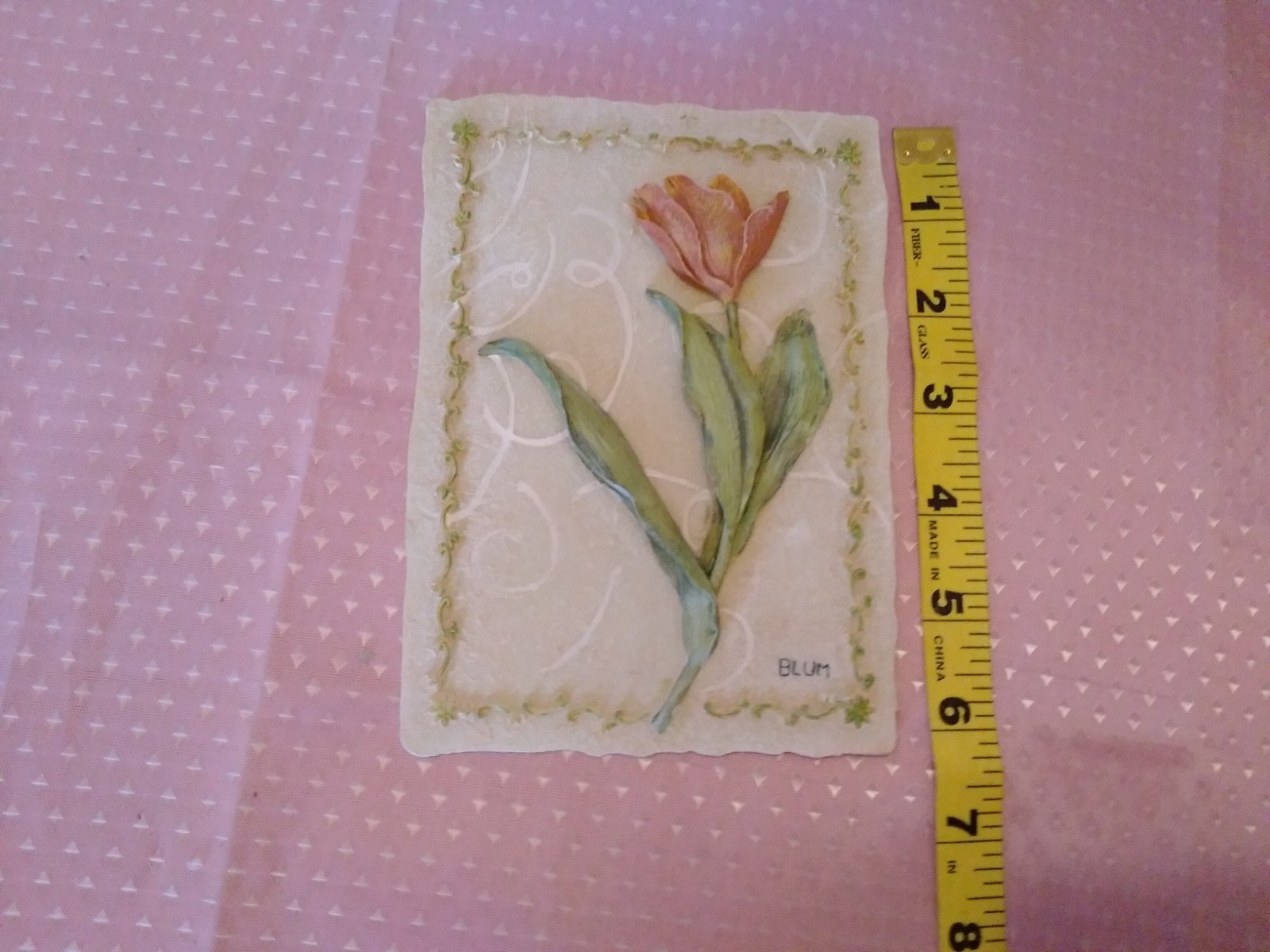 3D Floral Wall Art Plaque Textured Tile Flower Design Cheri Blum