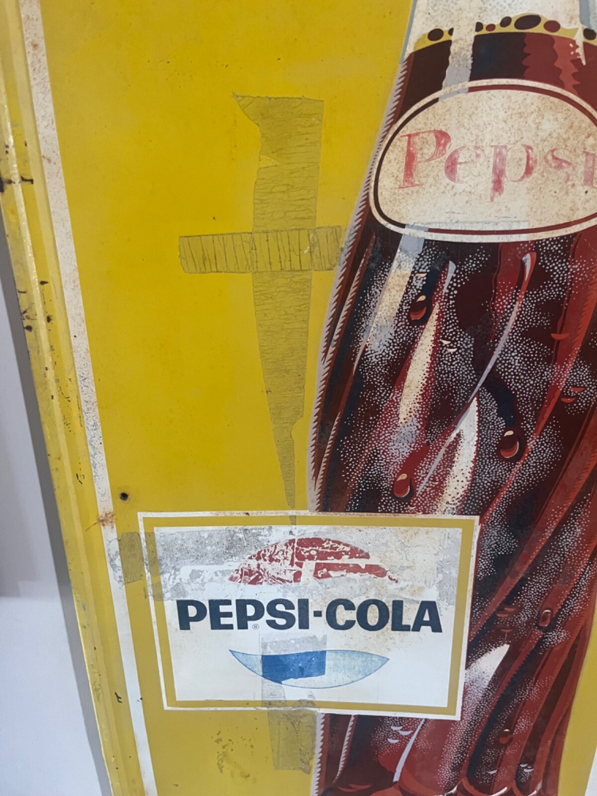 Vintage 1960’s Say “Pepsi please “ vertical advertising metal sign