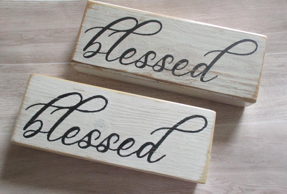 Wood Distressed Sign “blessed”