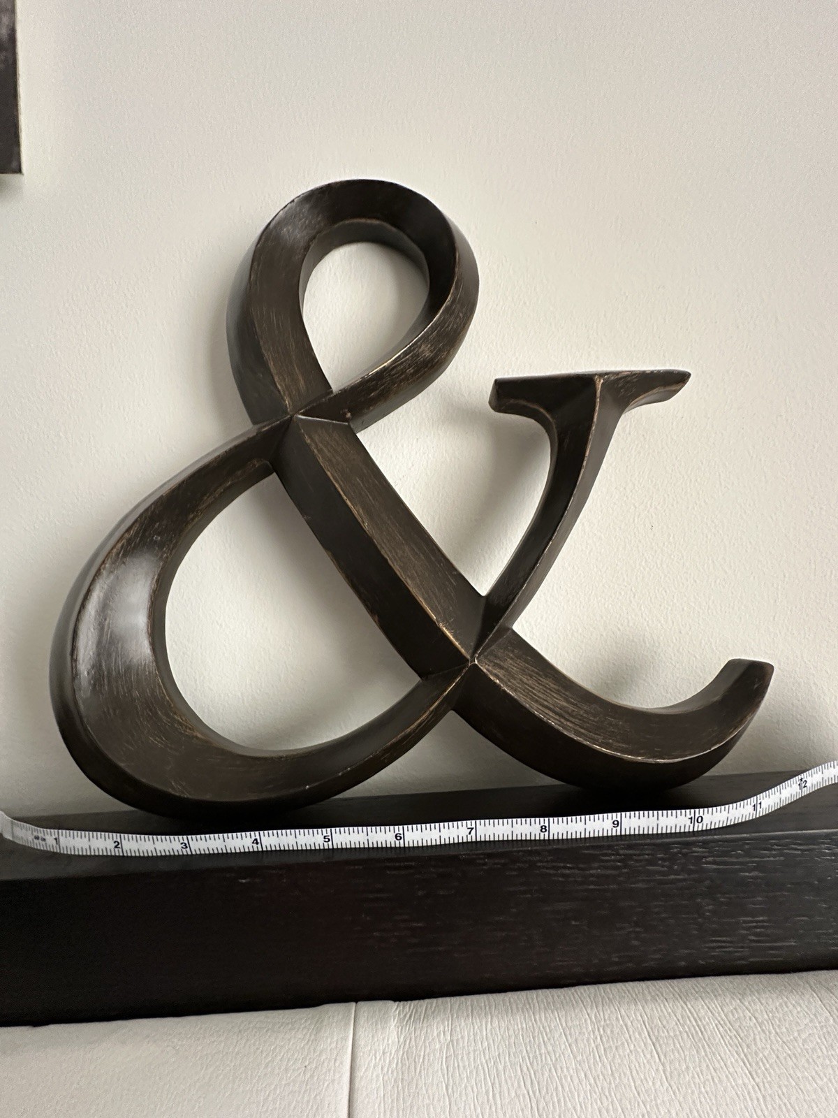 Ampersand Wall Decor 12x12x1.25″ Gold Black Brown Wood – Good Condition