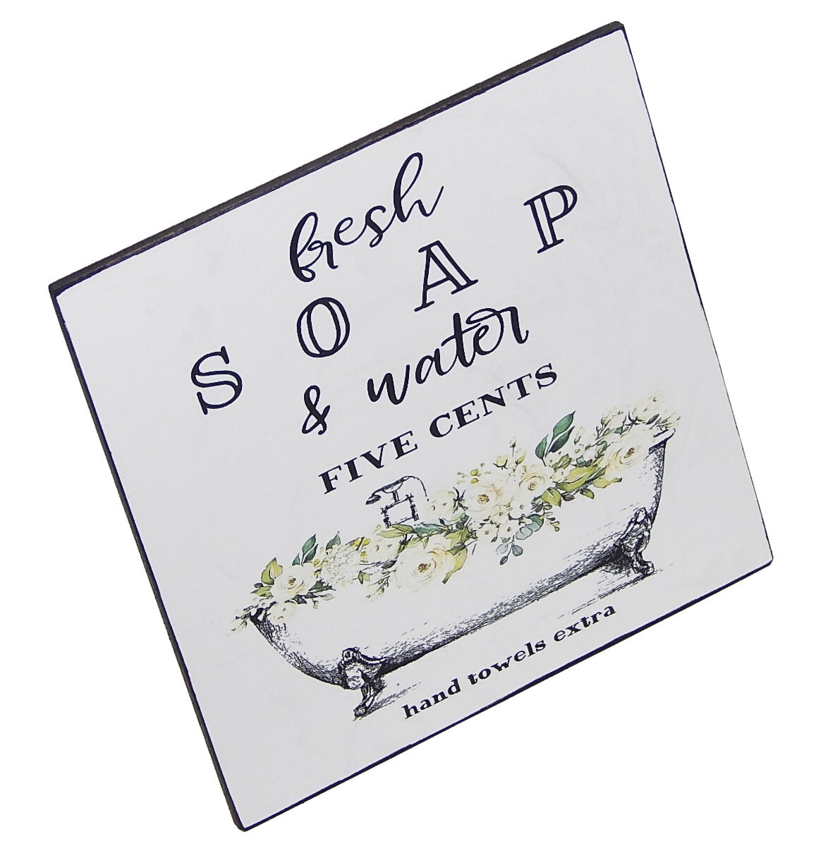 Fresh Soap & Water Bathroom Toilet Sign Shelf Sitter Wall Art Decor Print 5″x5″
