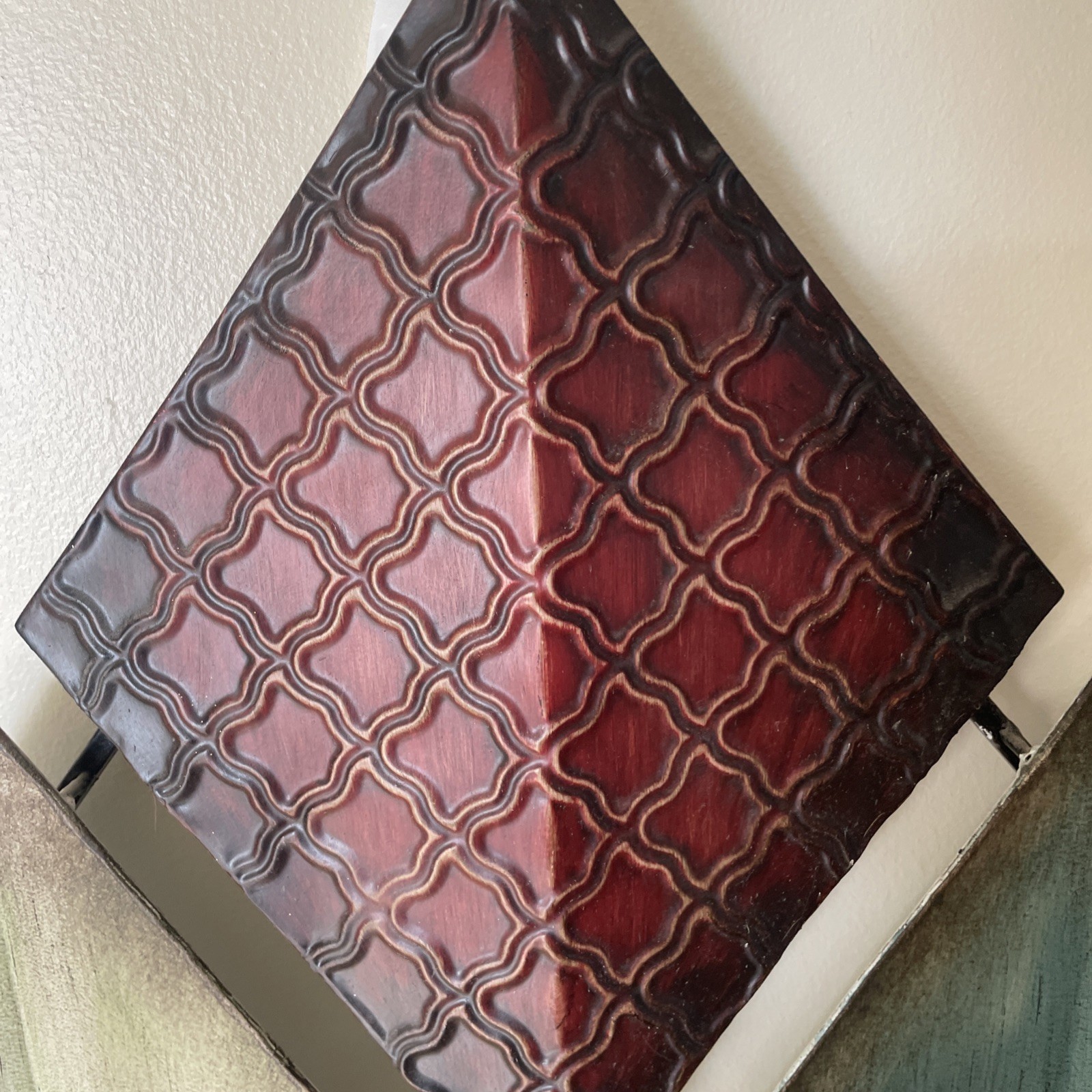 Vintage Metal Diamond Wall Art 40×30 Rustic Southwestern 3D Geometric Panels