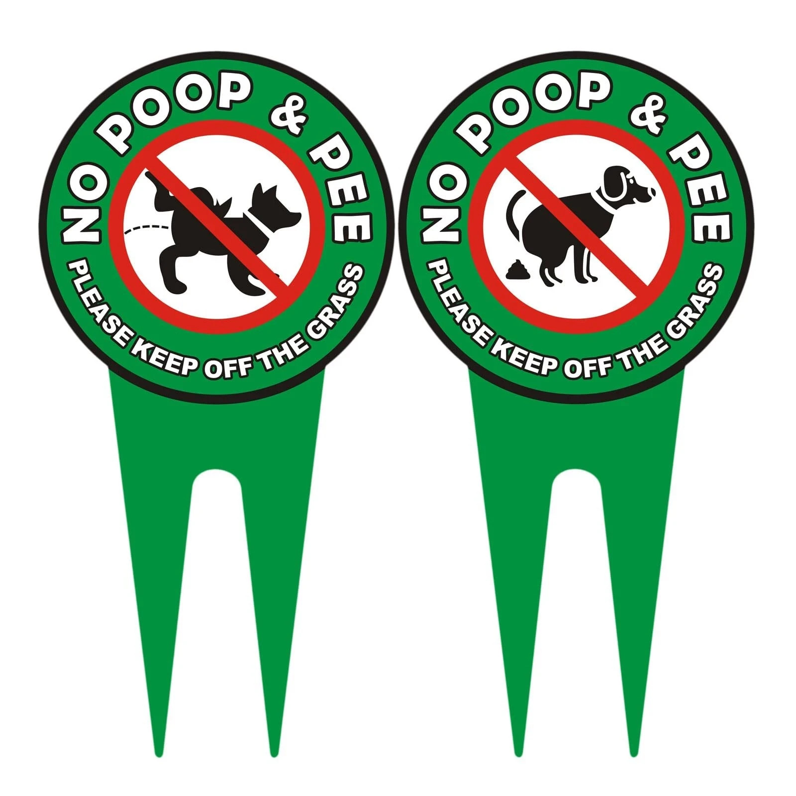 2 PCS No Dog Poop Signs for Yard, 12 x 6 inch Double Sided PLEASE KEEP OFF THE