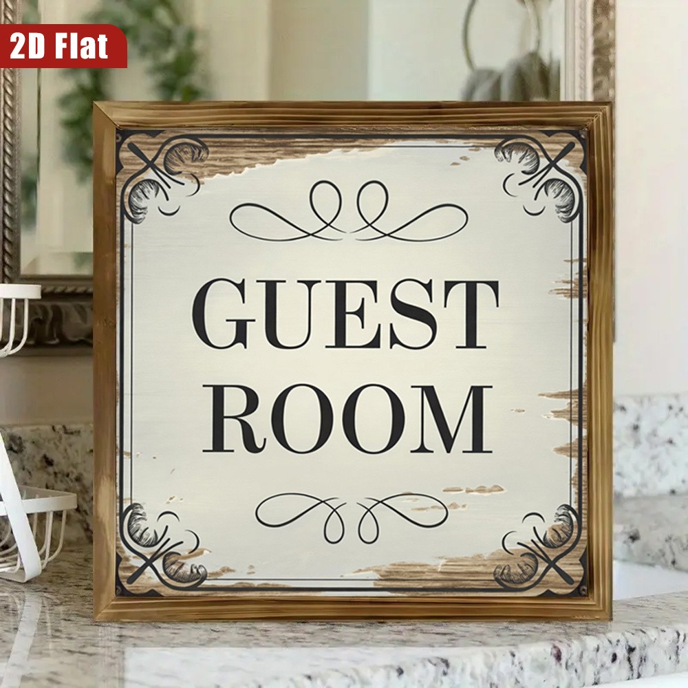 Farmhouse Vintage Guest Room Wooden Sign Ornate Border Bedroom Wall Art Gift