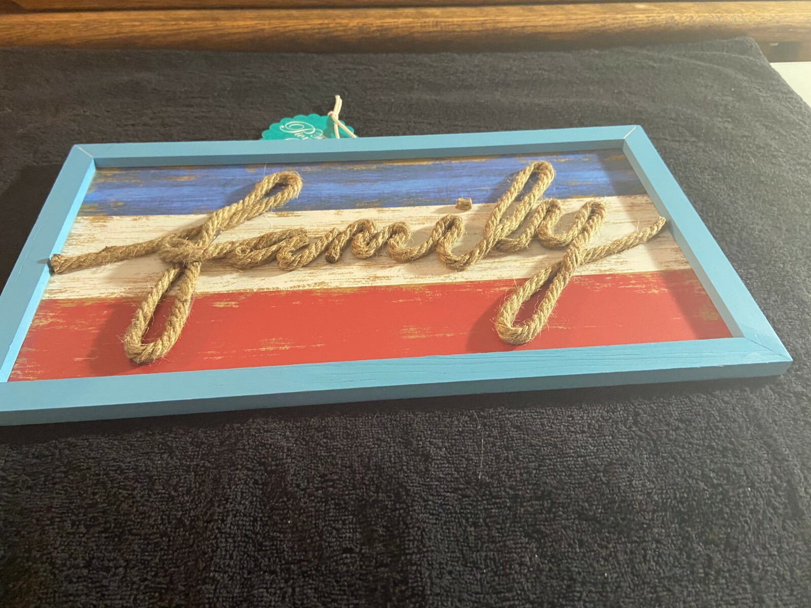 NWT! THE PIONEER WOMAN SIGN “FAMILY” WRITTEN IN ROPE RED, WHITE AND BLUE SUMMER