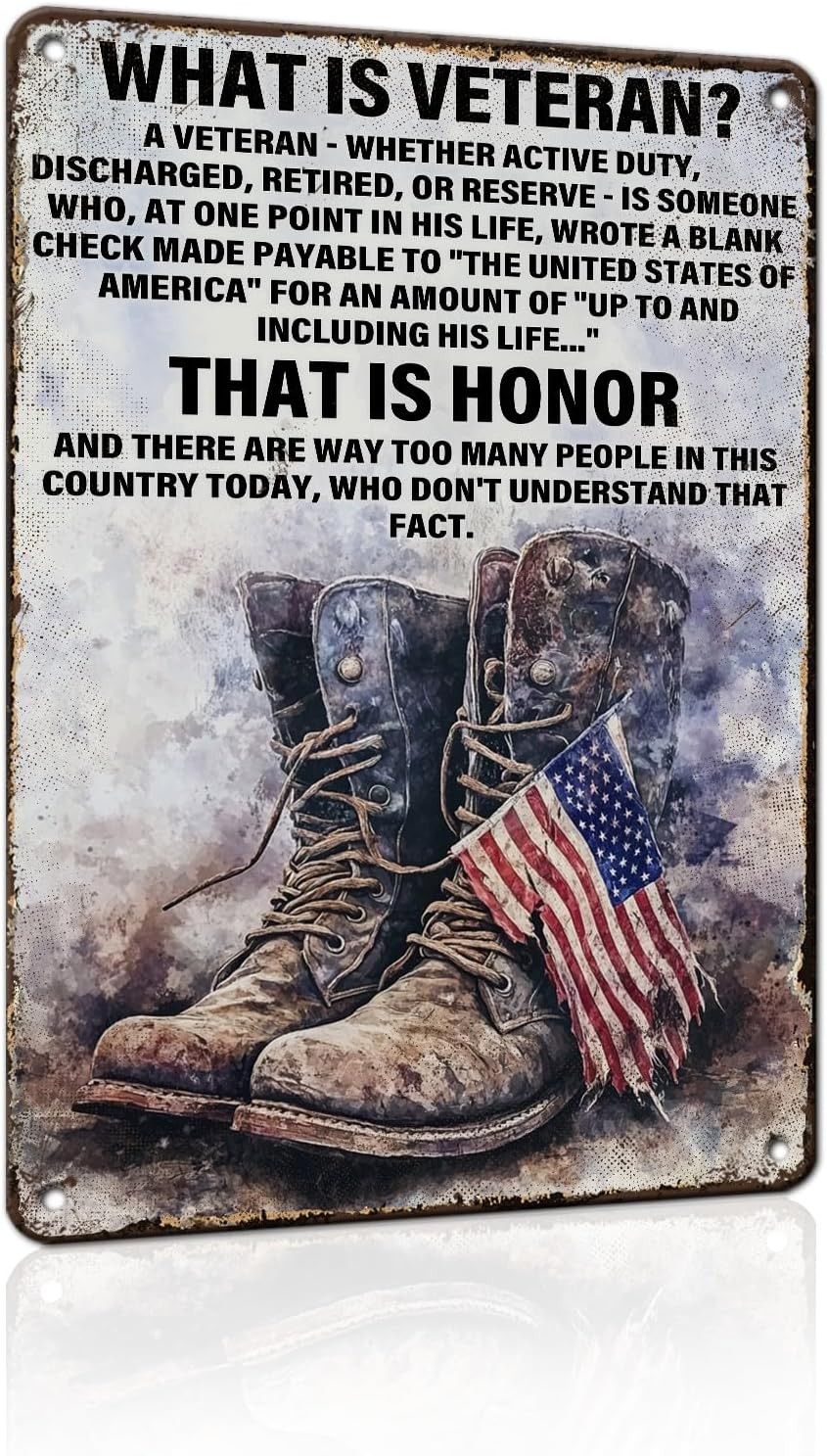 Military Decor Army Patriotic Metal Sign Wall Decor What Is a Veteran Metal Tin