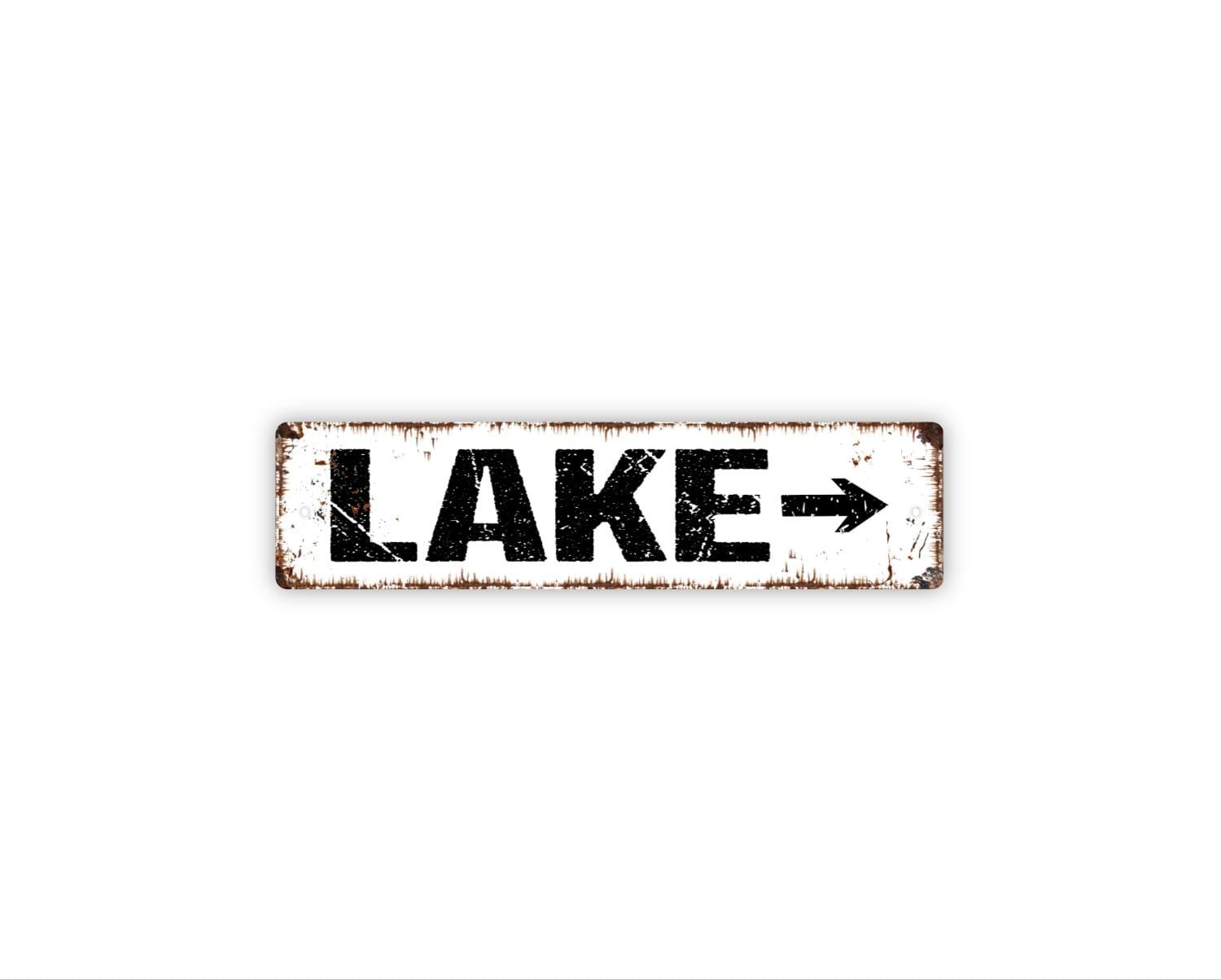 Lake Arrow Sign | Rustic Metal Sign | Left or Right Arrow | Cabin, Dock,
