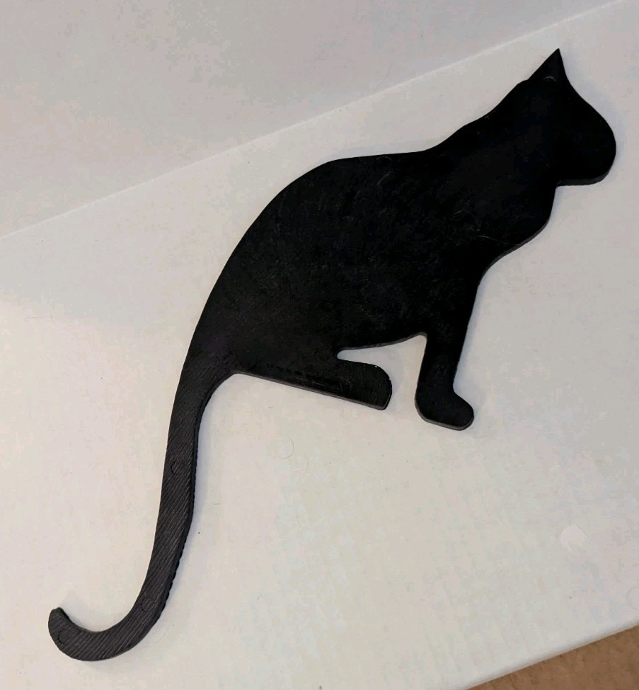 Black Cat Silhouette Wall Decor – Plastic Molded w/Wood Grain Texture