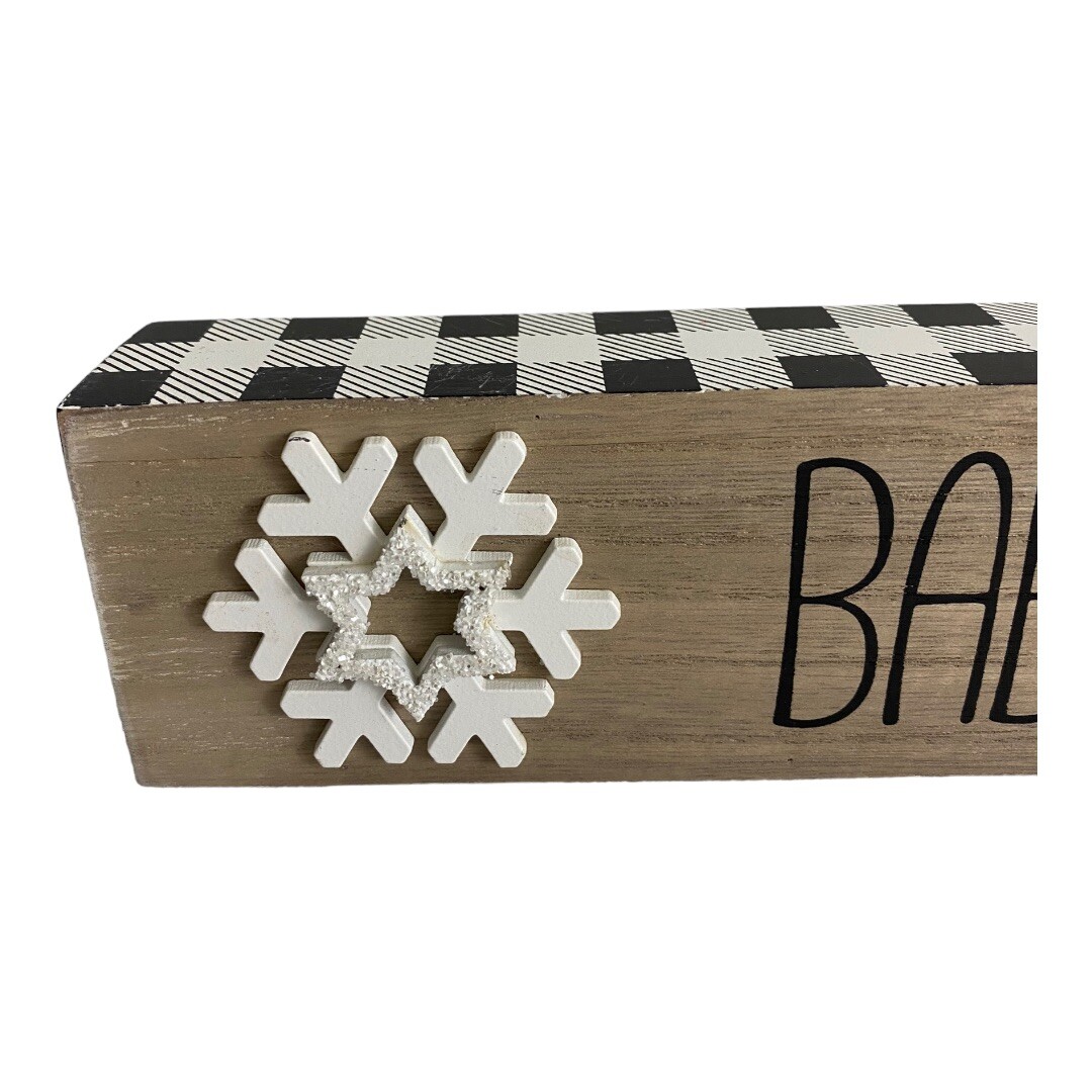 Baby its Cold Outside Novelty Wood Grain Black White Christmas Holiday Decor NEW