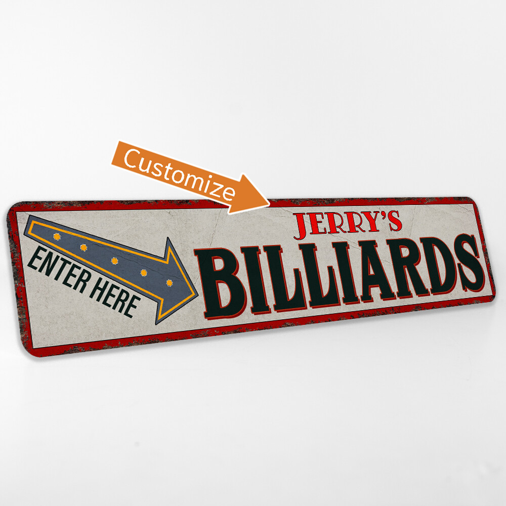 Custom Billiards Room Decor Sign Pool Hall Personalized Gift 4×18 104182002001