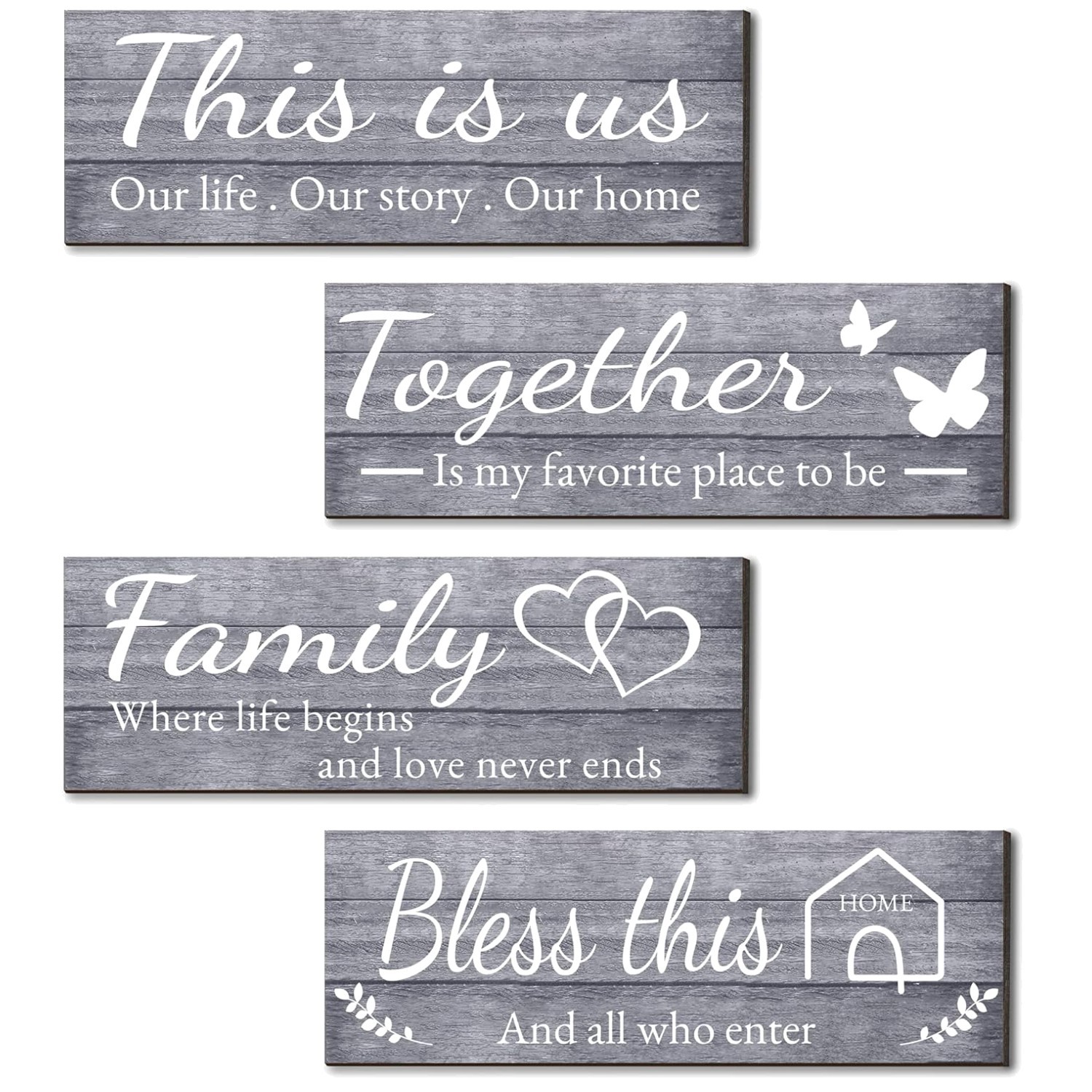 Rustic Farmhouse Wall Art Signs – Set of 4