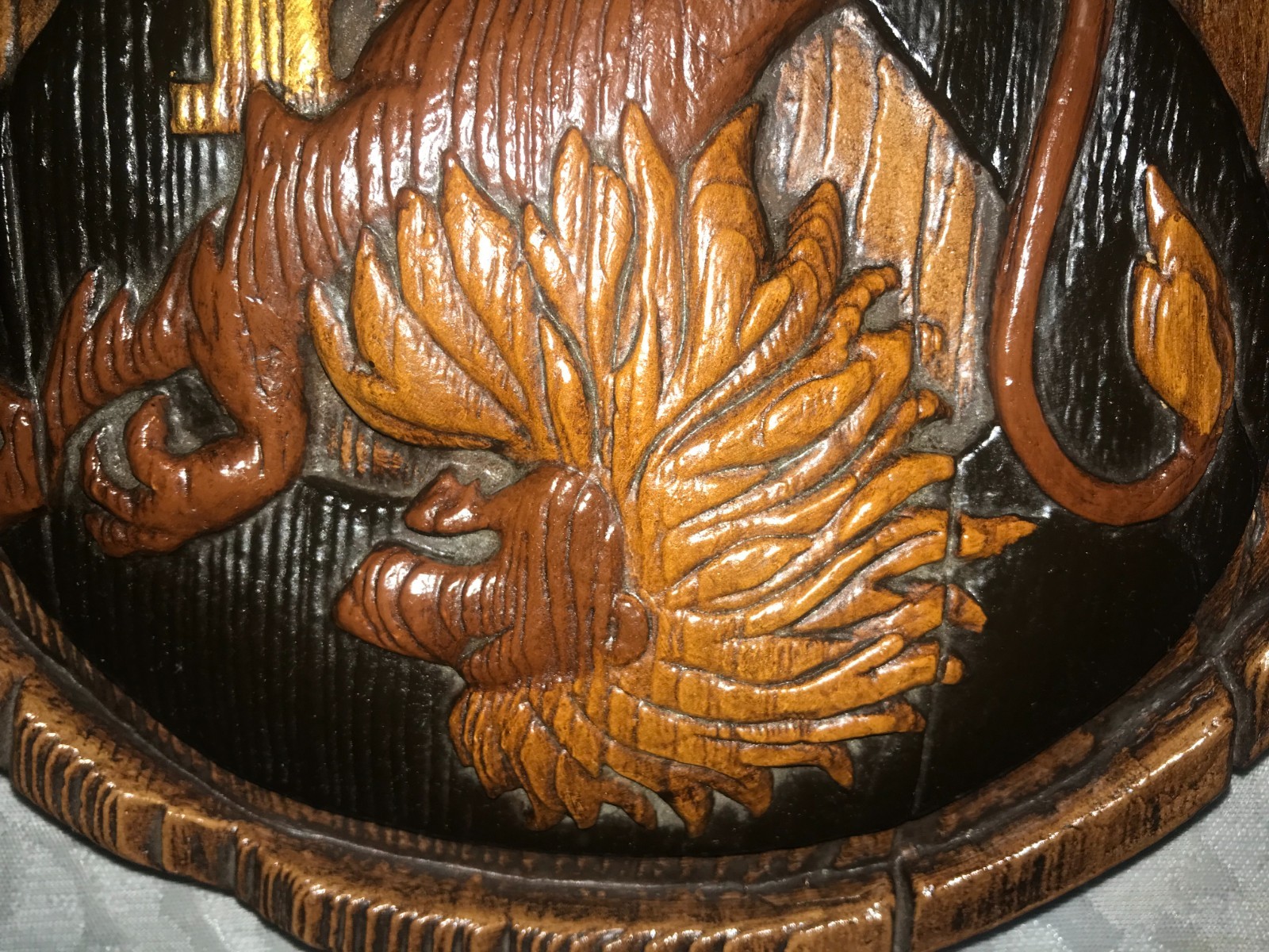 HAND PAINTED Plaster 3D LEO Rampant LION Horoscope ZODIAC Astrology WALL PLAQUE