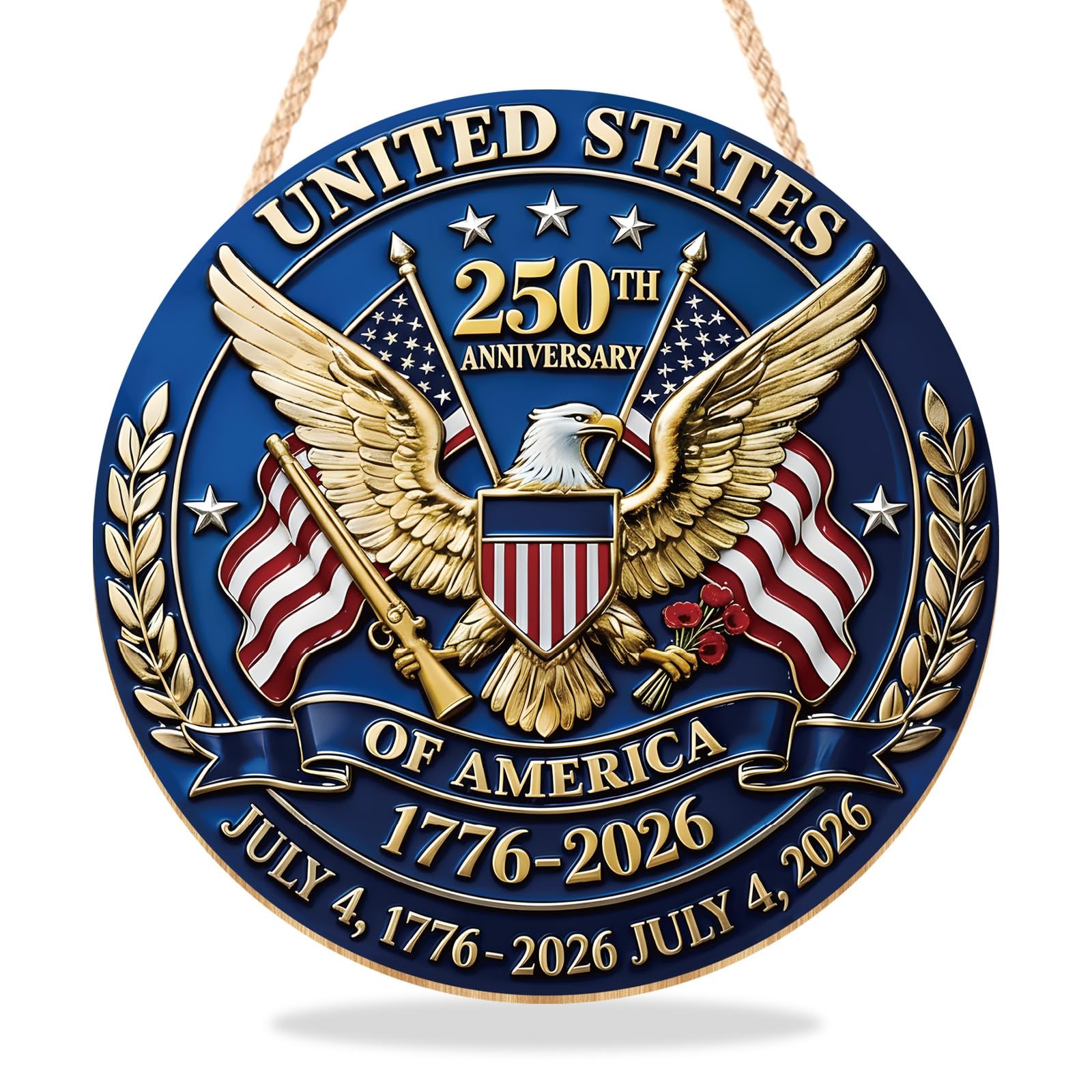 250 Anniversary Wreath Sign Patriotic Wall and Door Decor Signs USA 250Th Annive