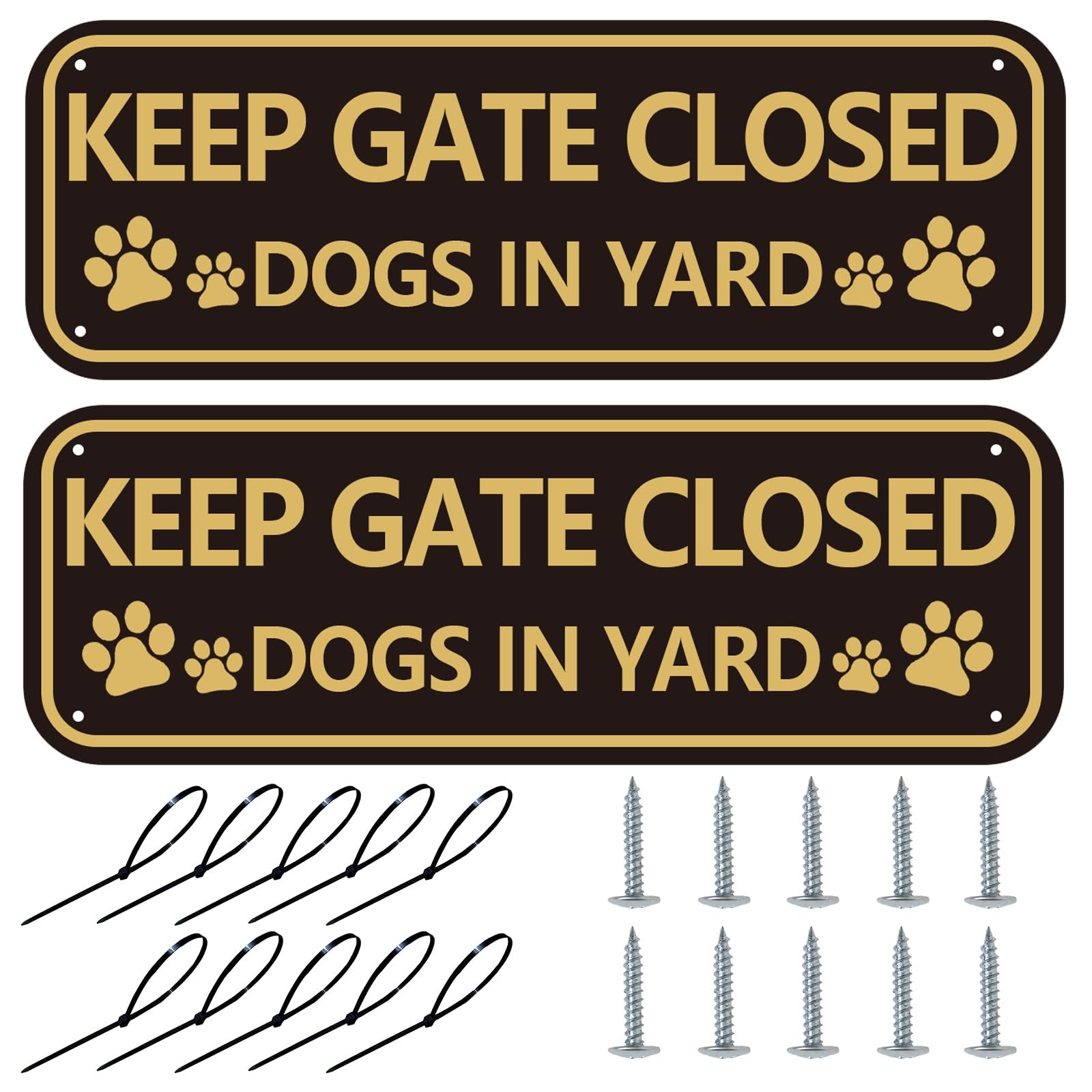 Beware of Dog Sign For Fence 2-Pack Keep Gate Closed Sign Dogs in Yard Sign