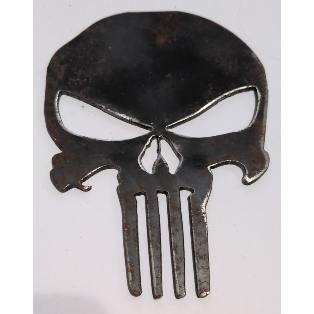 Unbranded Punisher Skull Metal Wall Art OS Silver Good Industrial Rustic Patina