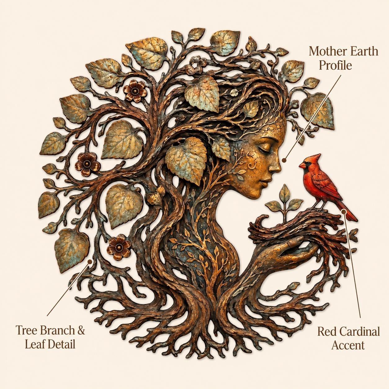 Metal Wall Decor, Mother Earth Metal Wall Art , Tree of Life Goddess Decor