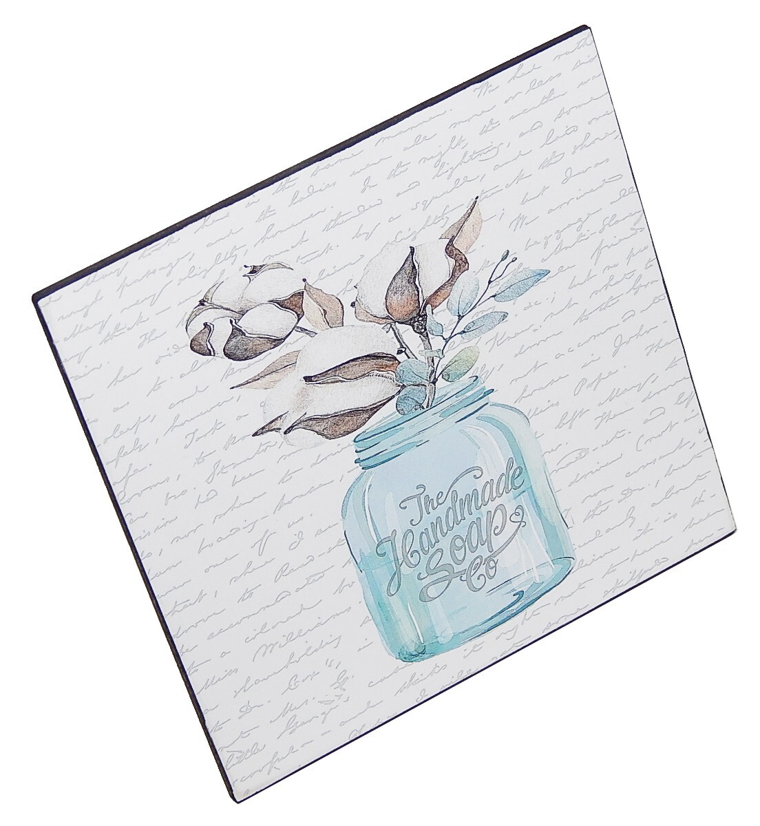 Farmhouse Bathroom Sign Shelf Sitter Wall Art Decor Print Soap Jar Cotton 5″ x 5