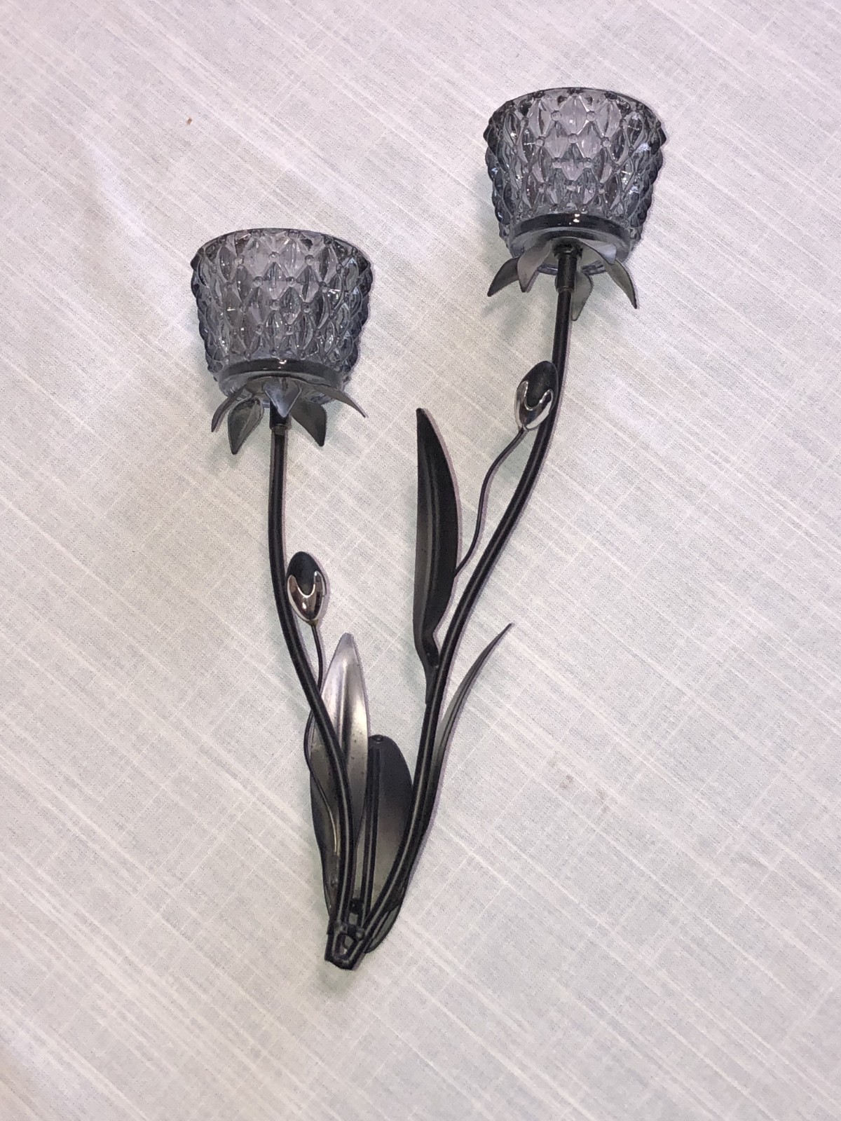 Wall-hanging decor – Glass with metal and glossy accents – 12 inches