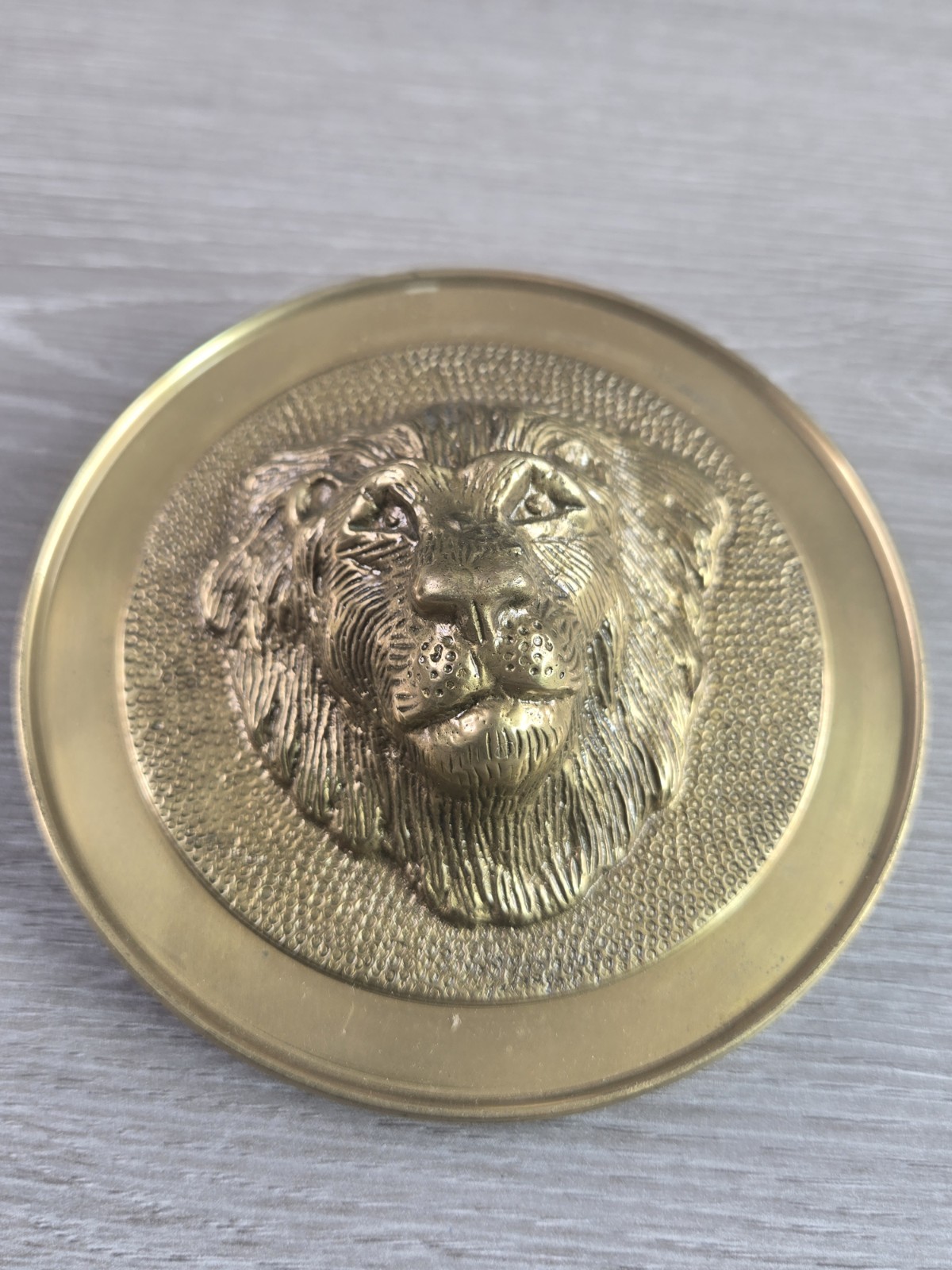 VINTAGE Lions Head Lacquered WALL MOUNT/ COAT/ HAT RACK Approx. 5″ Tall
