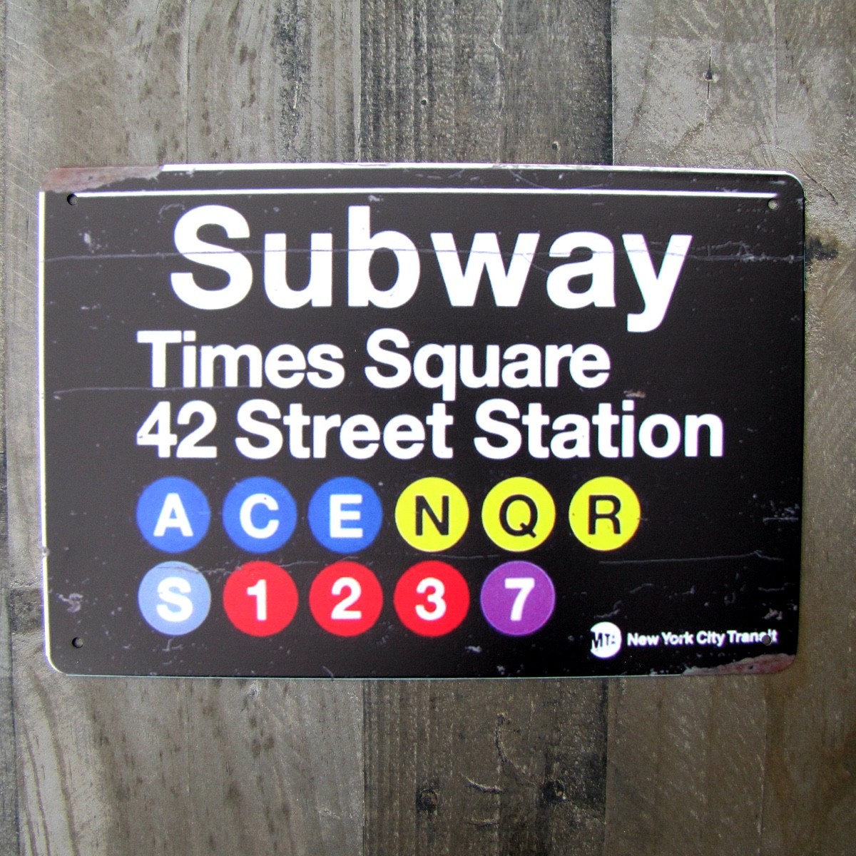 Retro Metal NYC Times Square Subway Sign New York City Man Cave Bar Pub Decor
