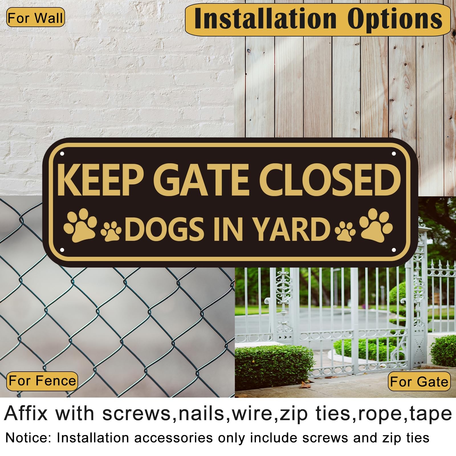 Beware of Dog Sign For Fence 2-Pack Keep Gate Closed Sign Dogs in Yard Sign