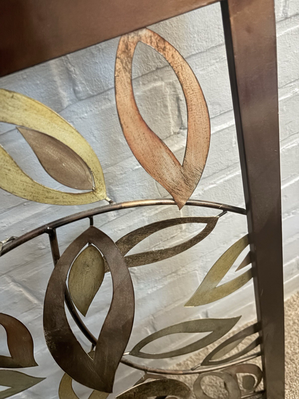 Metal Free Flowing Art hanging-with Brass And Copper Coloring “leaves”