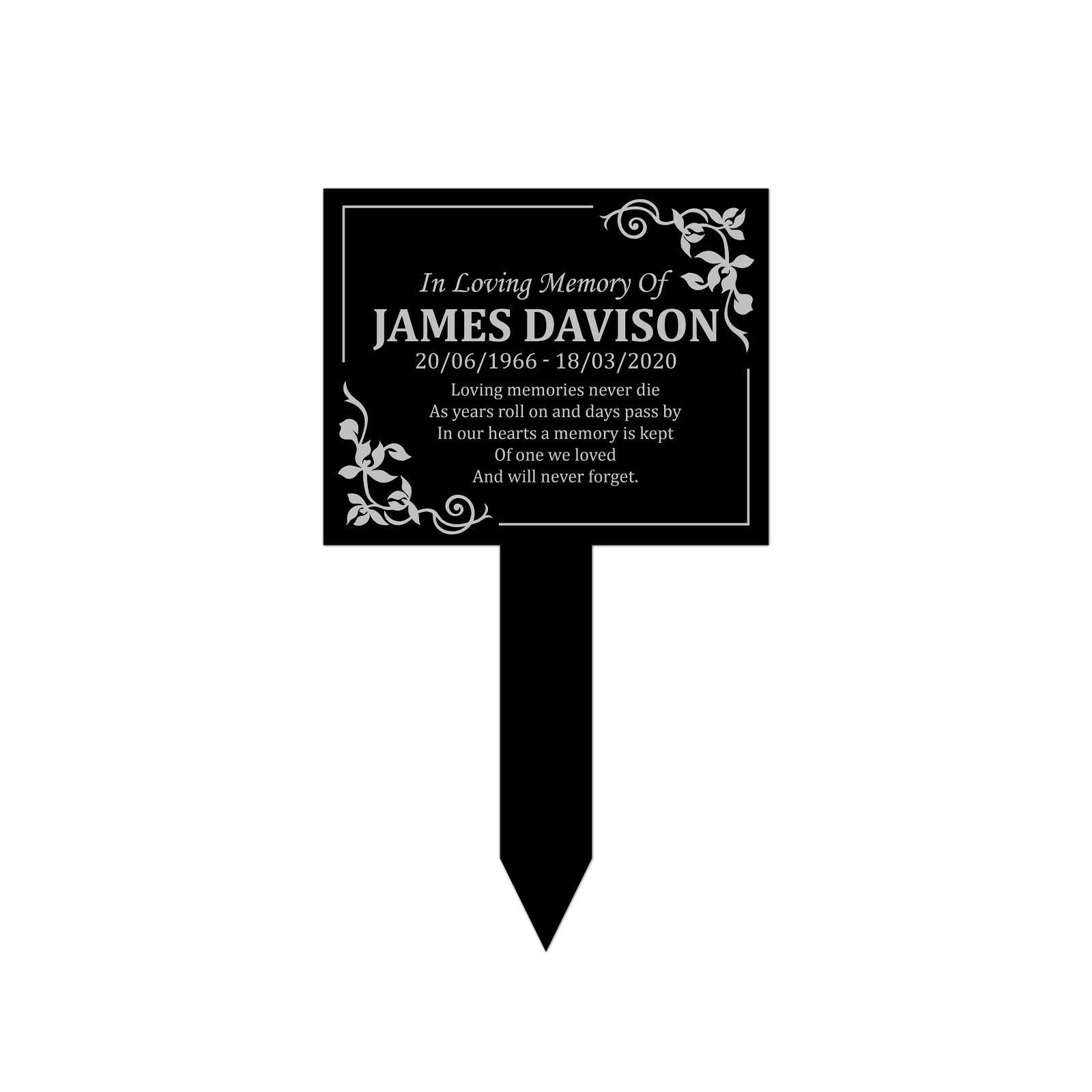 Personalised Memorial Acrylic Plaque Stake Outdoor Indoor Grave Marker