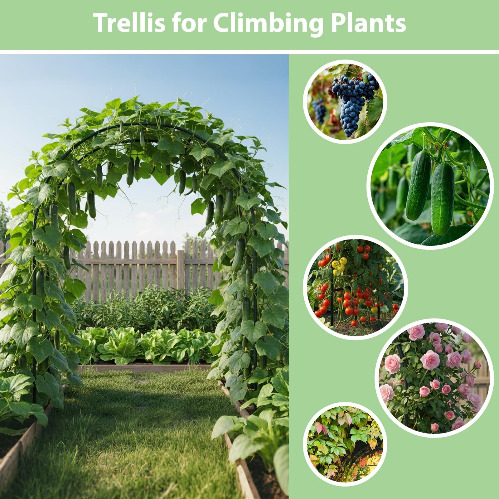 7.8ft Garden Arch Trellis for Climbing Plants Outdoor, Metal Arch Frame Garde…