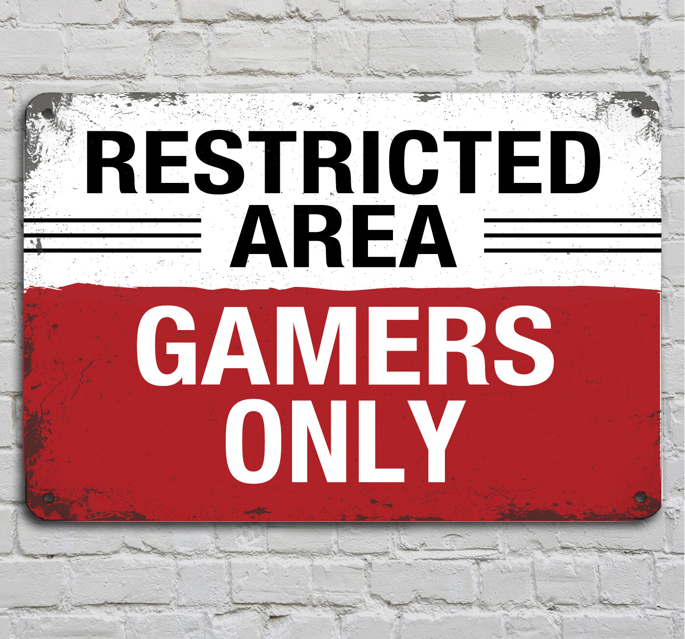 Restricted Area GAMERS Only, ribbon, recording studio, boys room A4 Sign