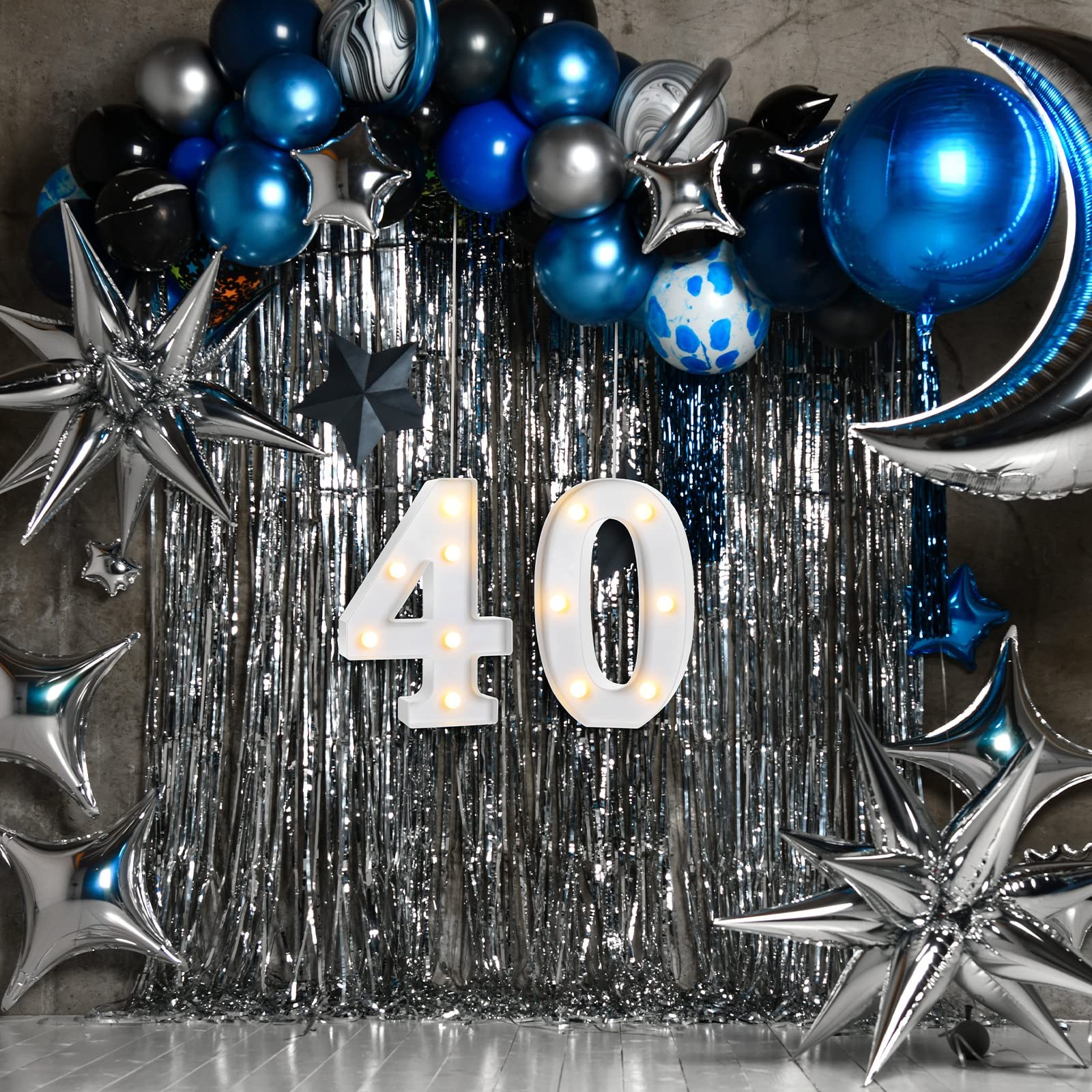 8.7” Birthday Decorative LED Light up Numbers, Glitter Marquee Number Sign f…