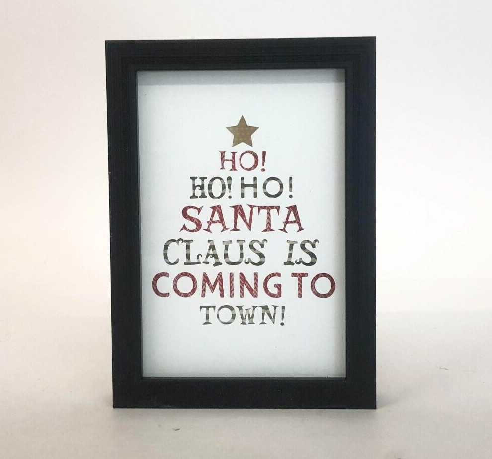 X2 New View Christmas Santa Shadow Box Black Framed Wall Art Home Decor, 5×7″